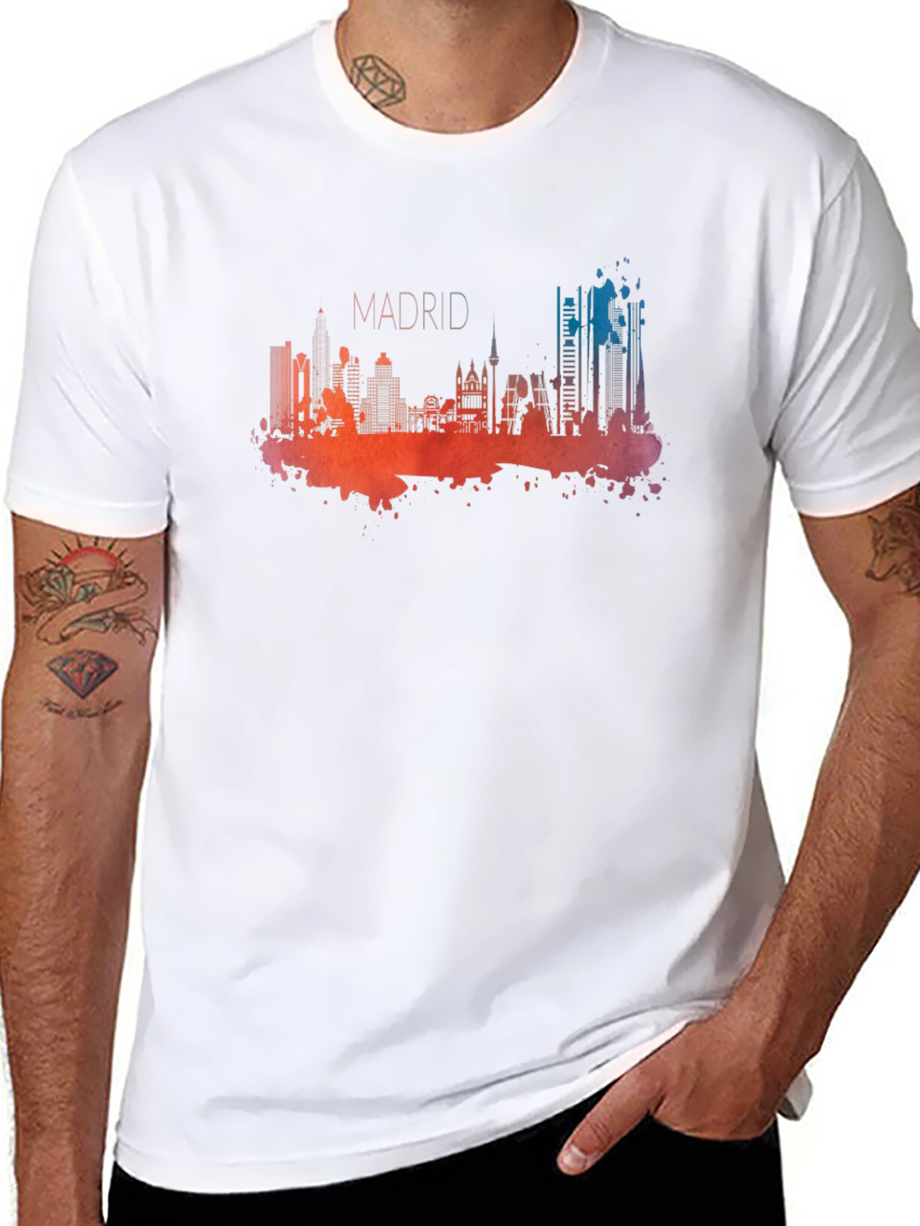 Madrid Skyline Graphic T-Shirt - Mens Black Tee