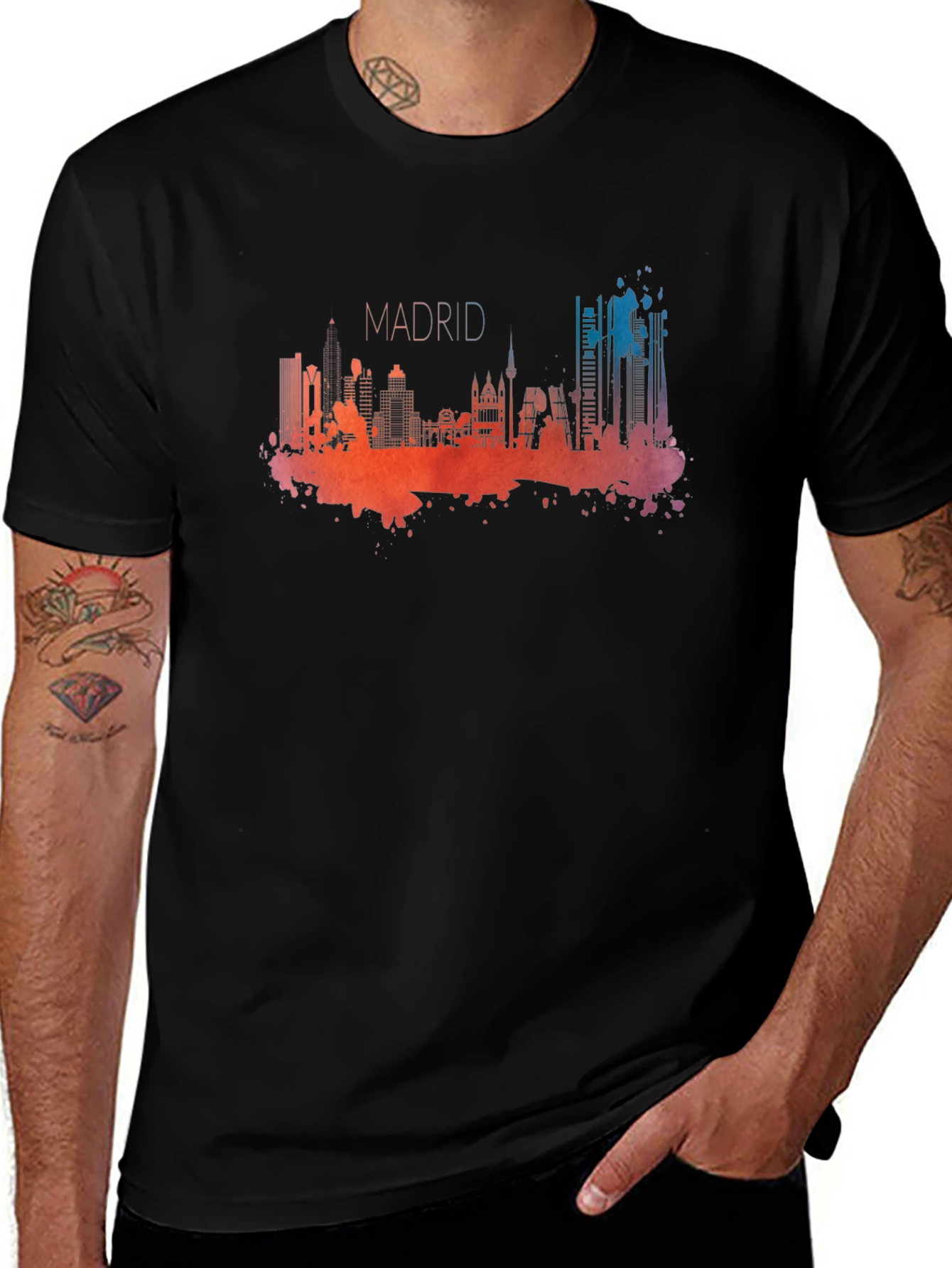 Madrid Skyline Graphic T-Shirt - Mens Black Tee