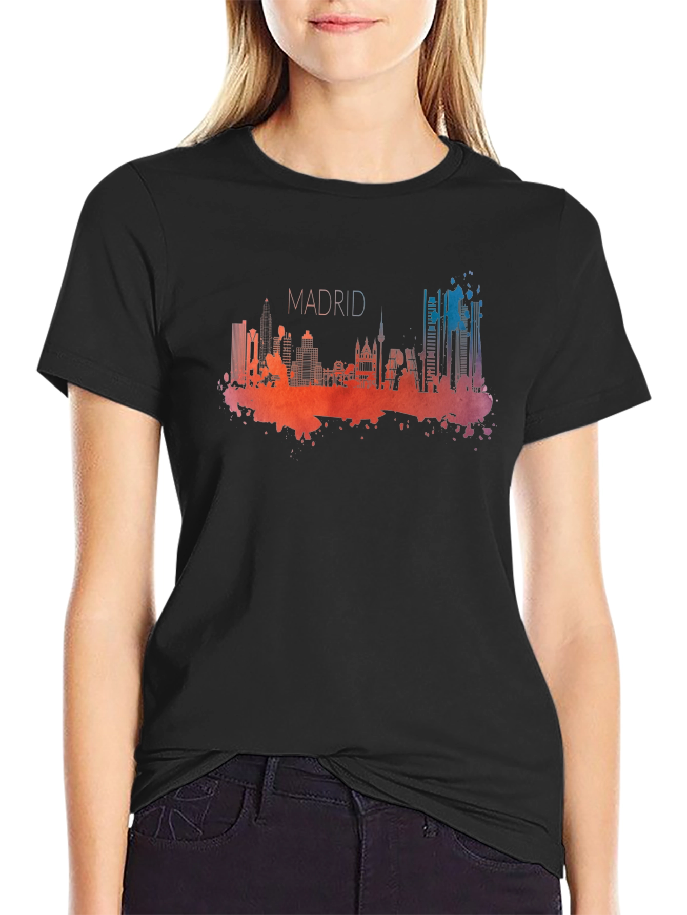 Madrid Skyline Graphic T-Shirt - Mens Black Tee