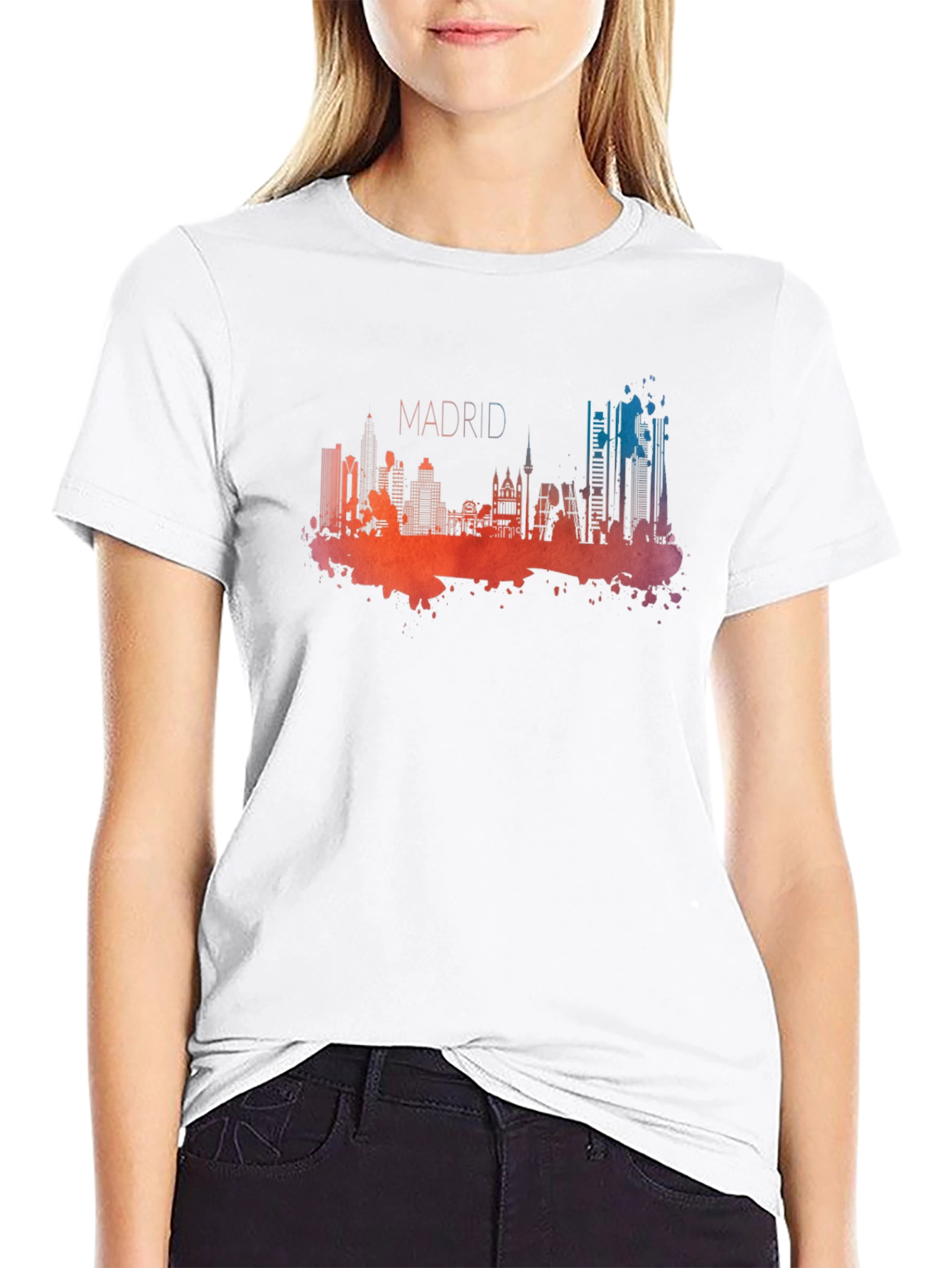 Madrid Skyline Graphic T-Shirt - Mens Black Tee