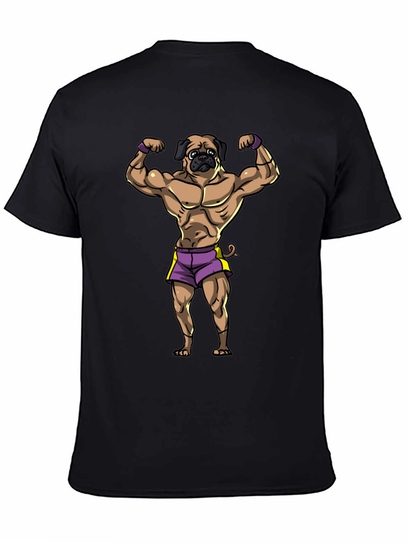 Muscle Pug Graphic T-Shirt - Black