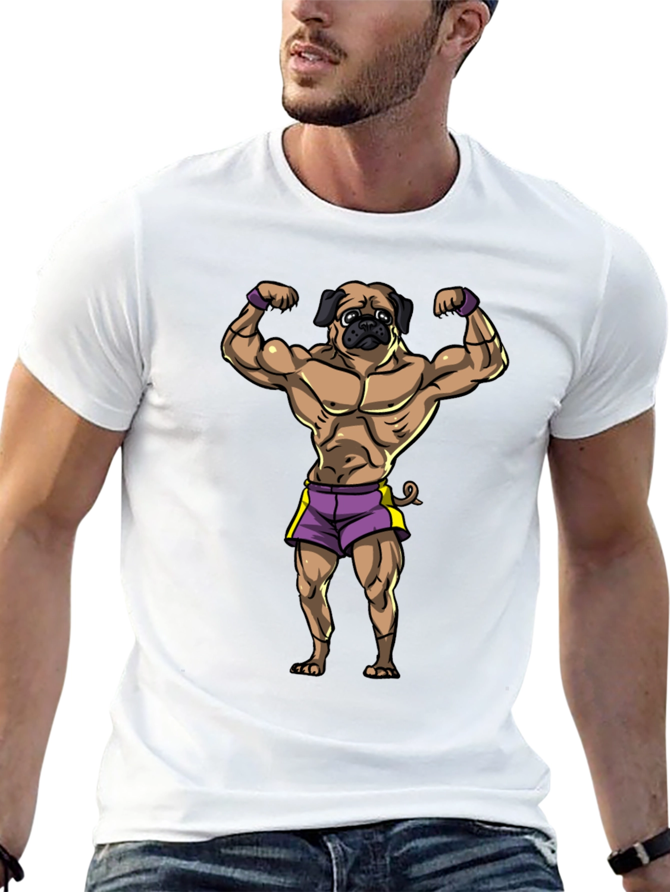 Muscle Pug Graphic T-Shirt - Black