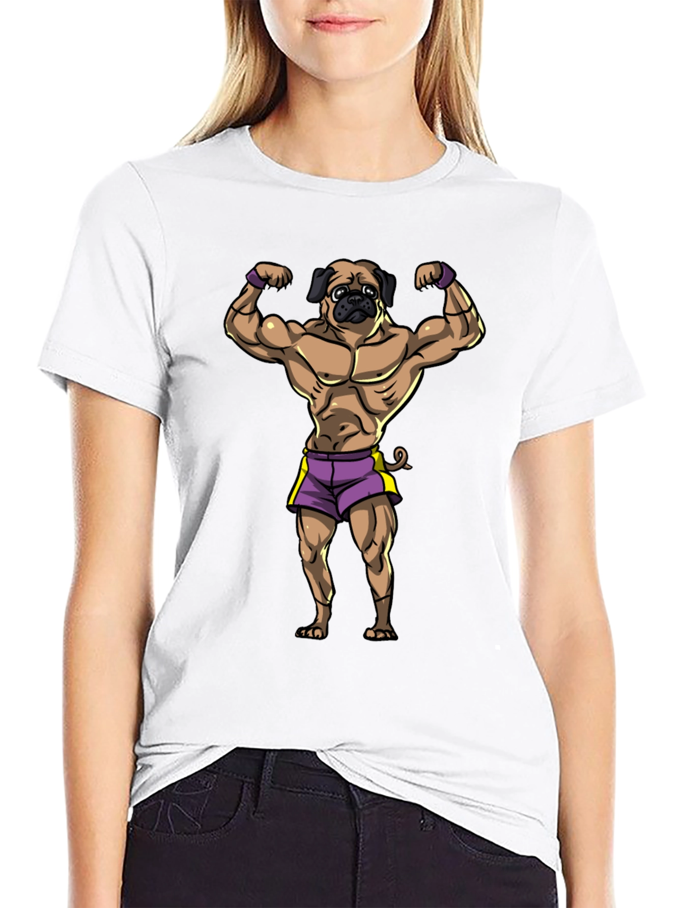 Muscle Pug Graphic T-Shirt - Black