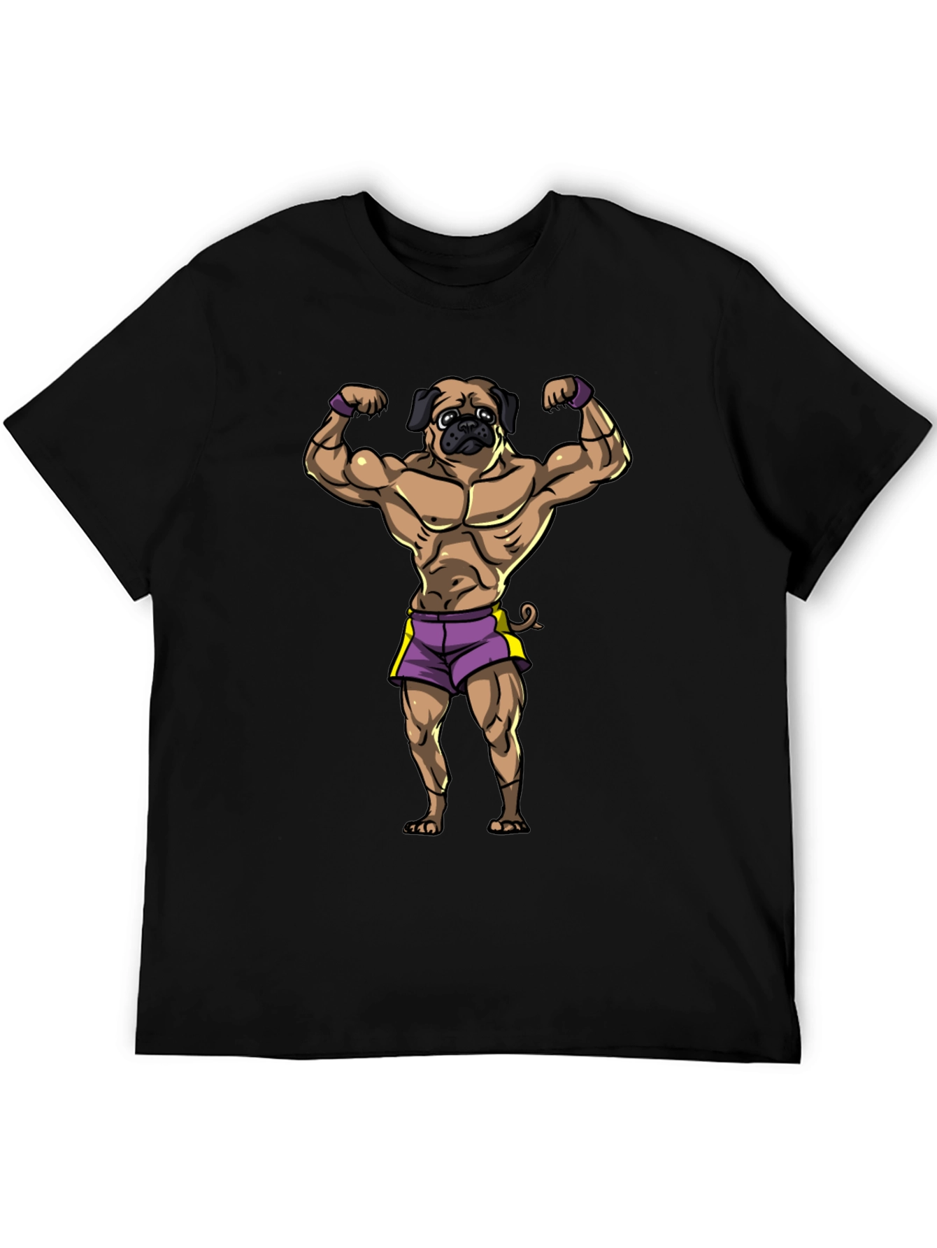 Muscle Pug Graphic T-Shirt - Black