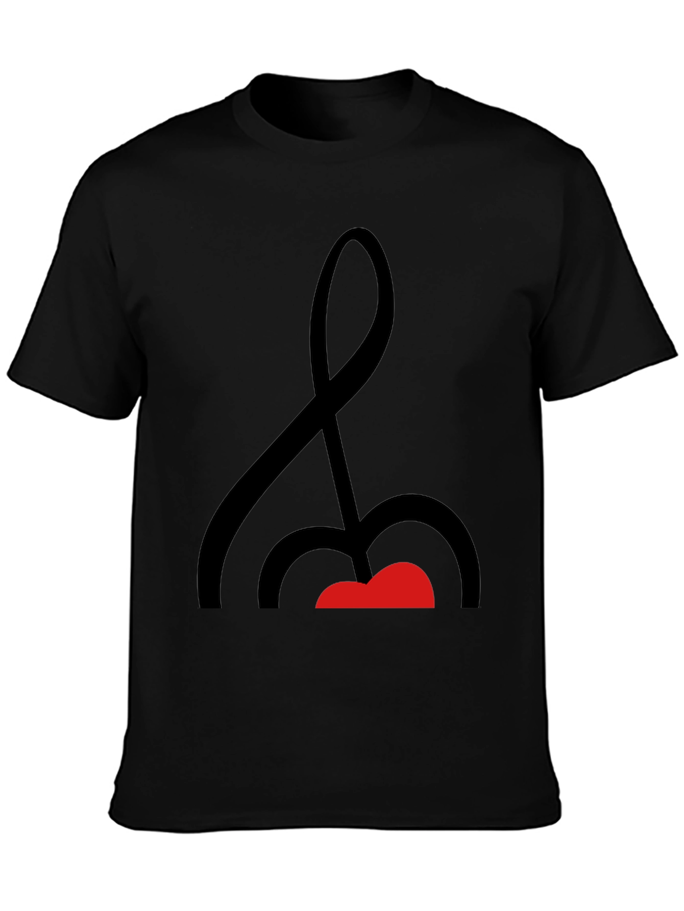 Abstract Music Note Graphic Tee - Black Cotton Shirt
