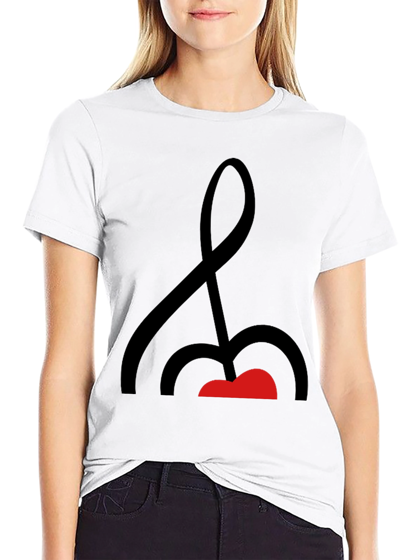 Abstract Music Note Graphic Tee - Black Cotton Shirt