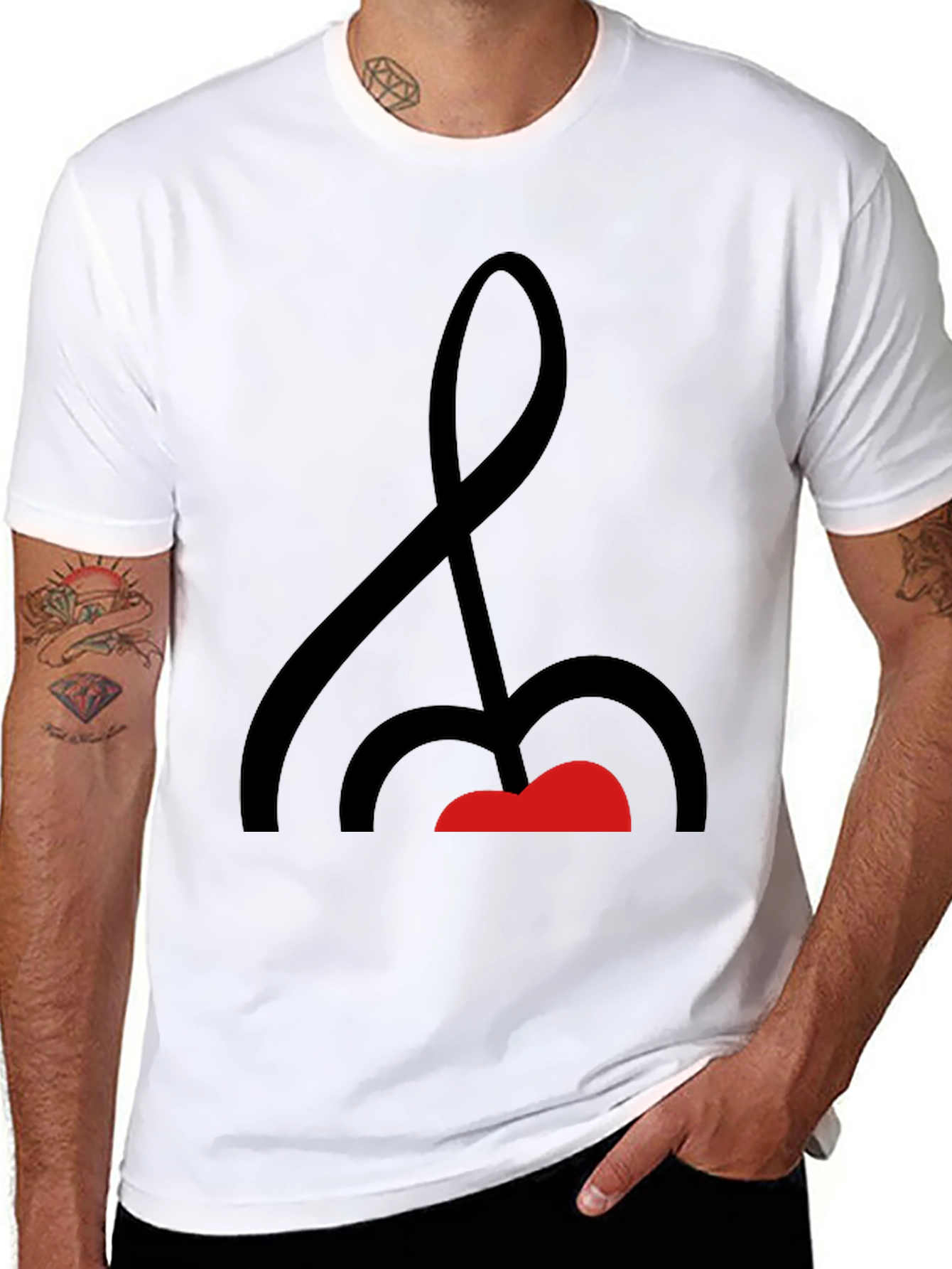 Abstract Music Note Graphic Tee - Black Cotton Shirt