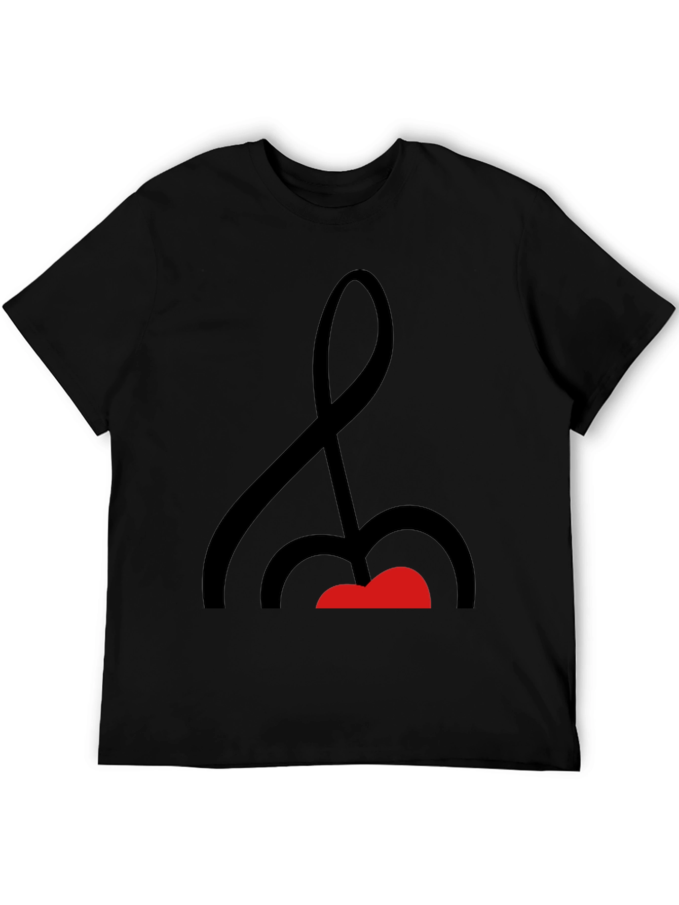 Abstract Music Note Graphic Tee - Black Cotton Shirt