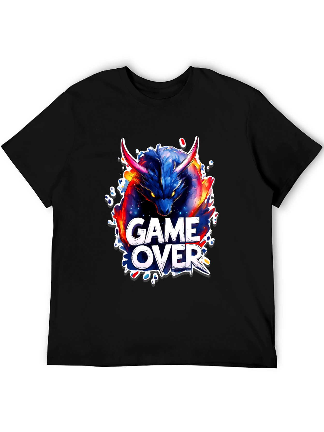 Game Over Dragon Graphic Tee - Black