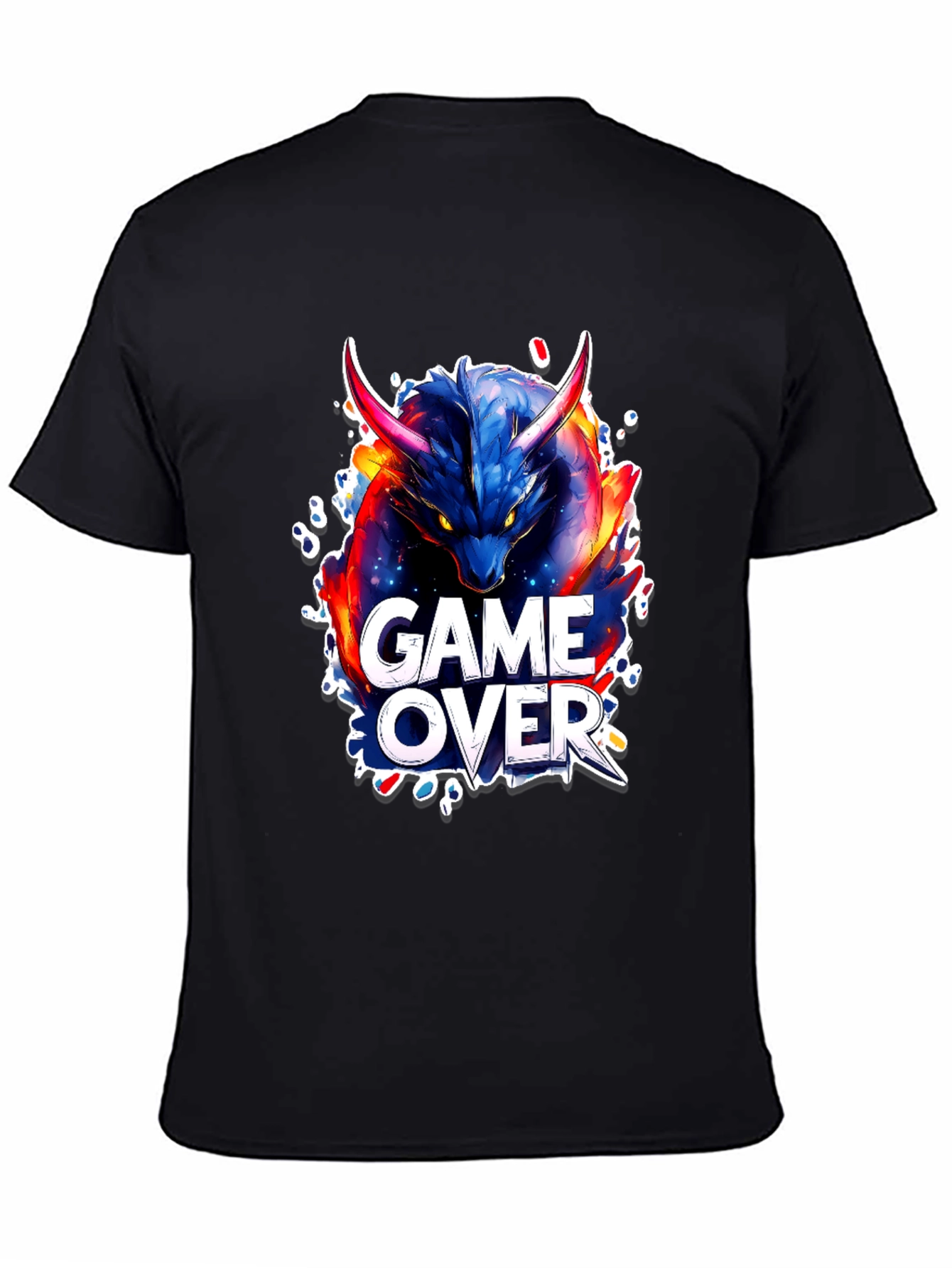 Game Over Dragon Graphic Tee - Black