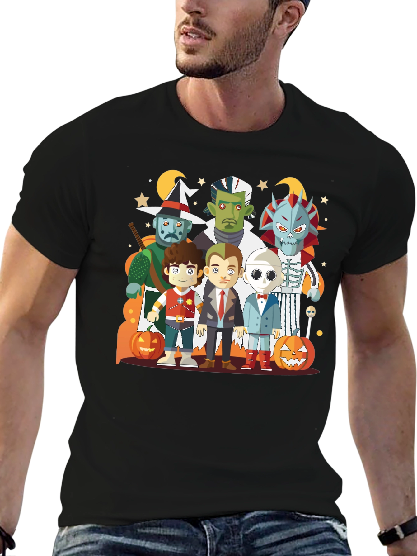 Halloween Character Graphic Black Tee
