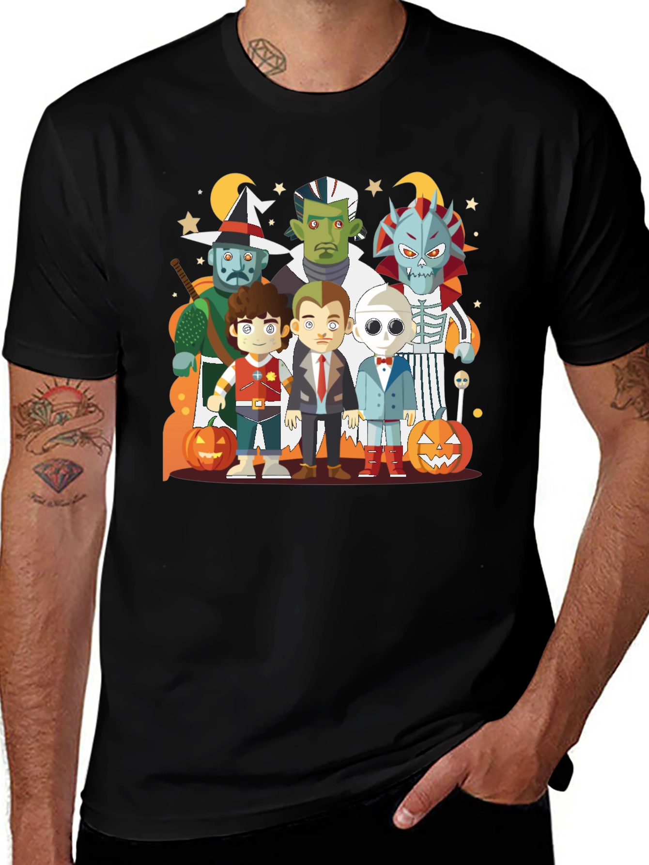 Halloween Character Graphic Black Tee
