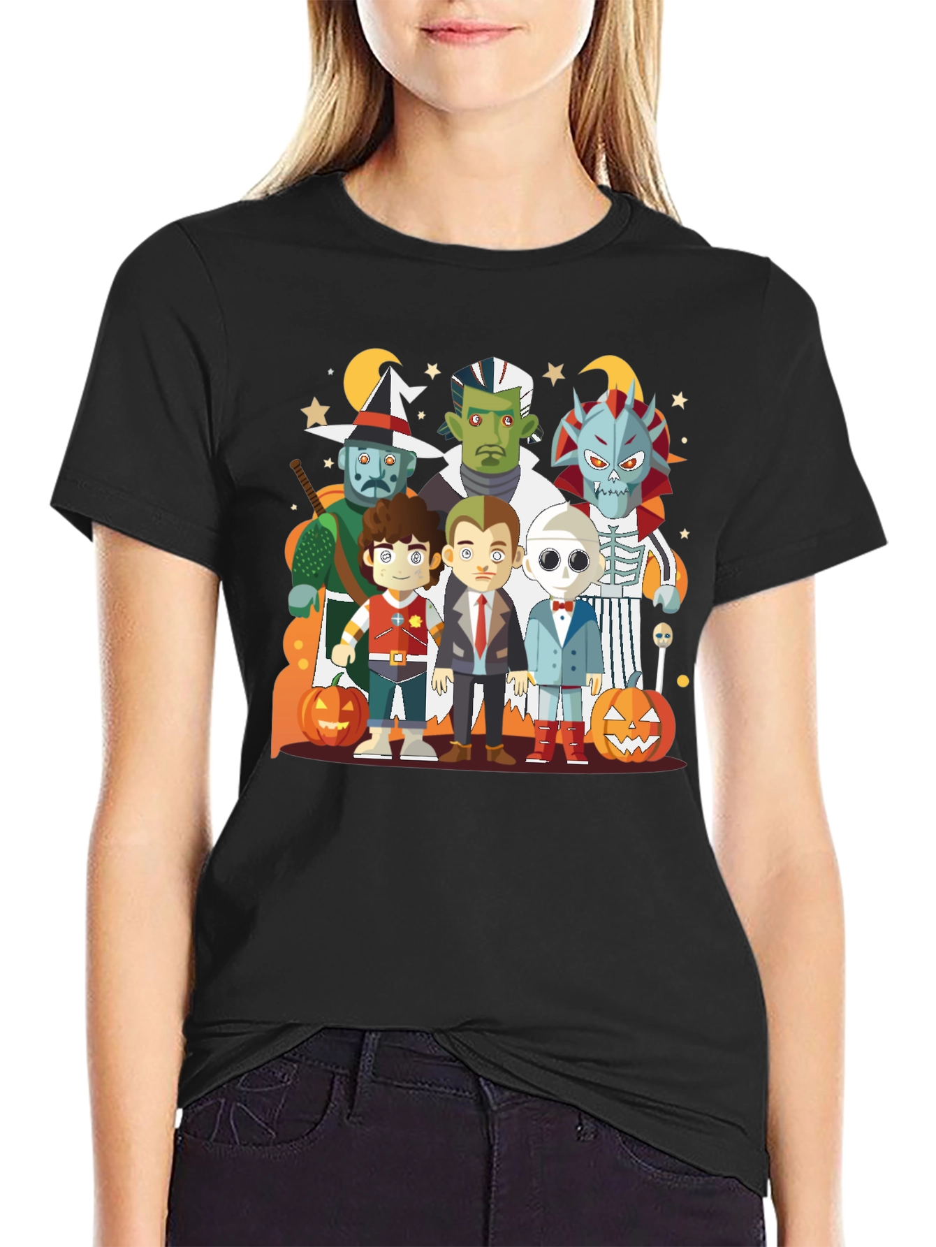 Halloween Character Graphic Black Tee