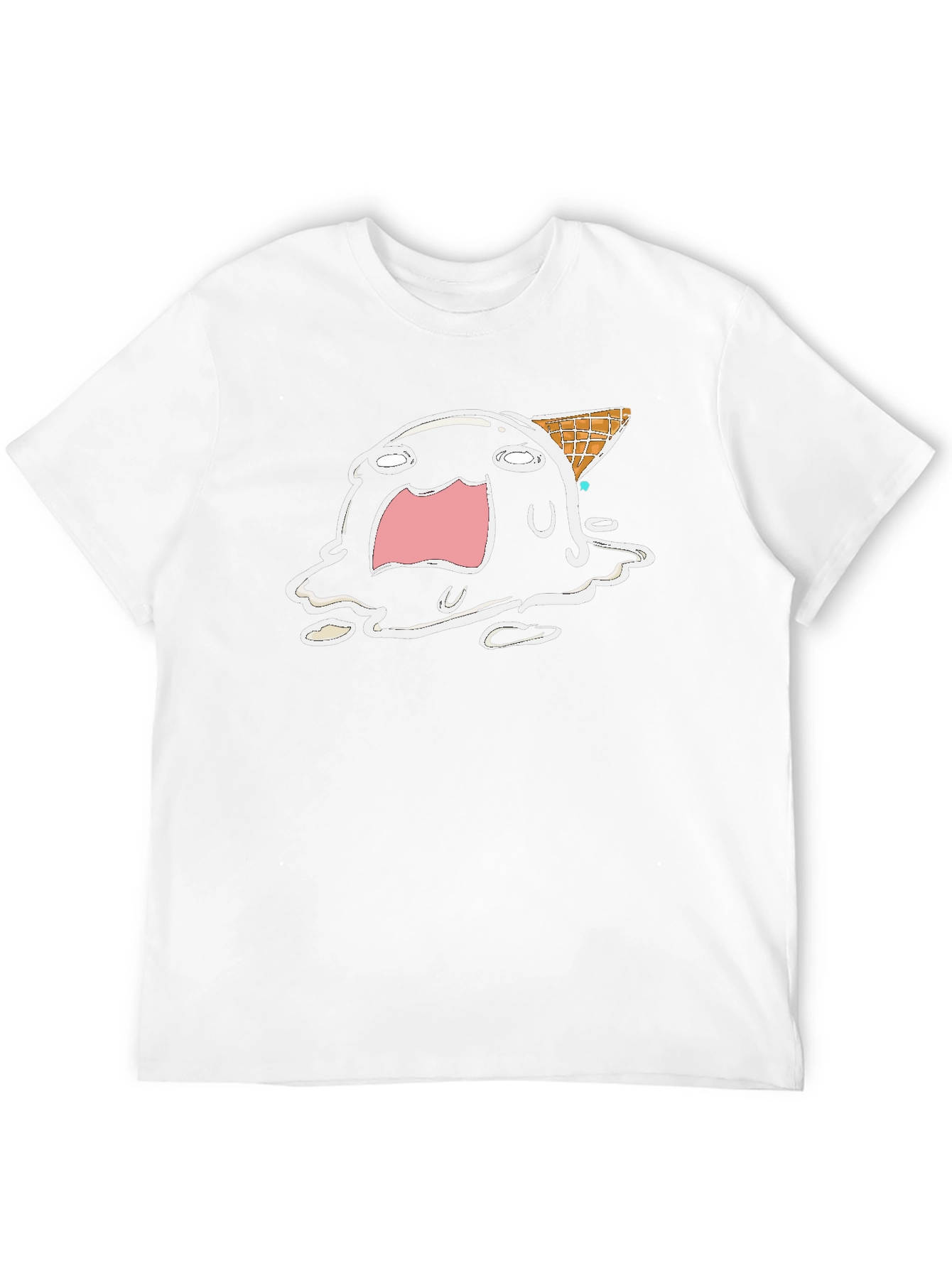 Melting Ice Cream Cartoon Graphic Tee - Black