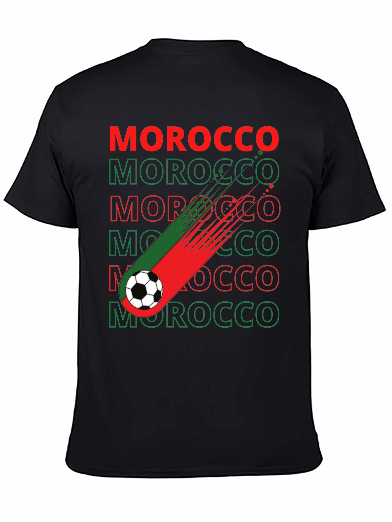 Morocco Soccer T-Shirt - Black - Fan Pride