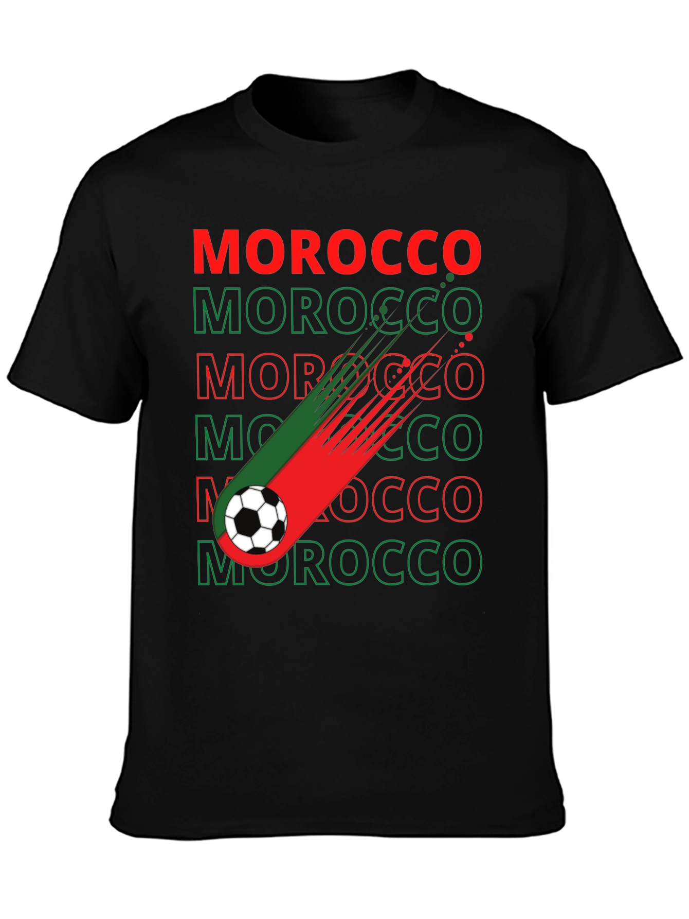 Morocco Soccer T-Shirt - Black - Fan Pride