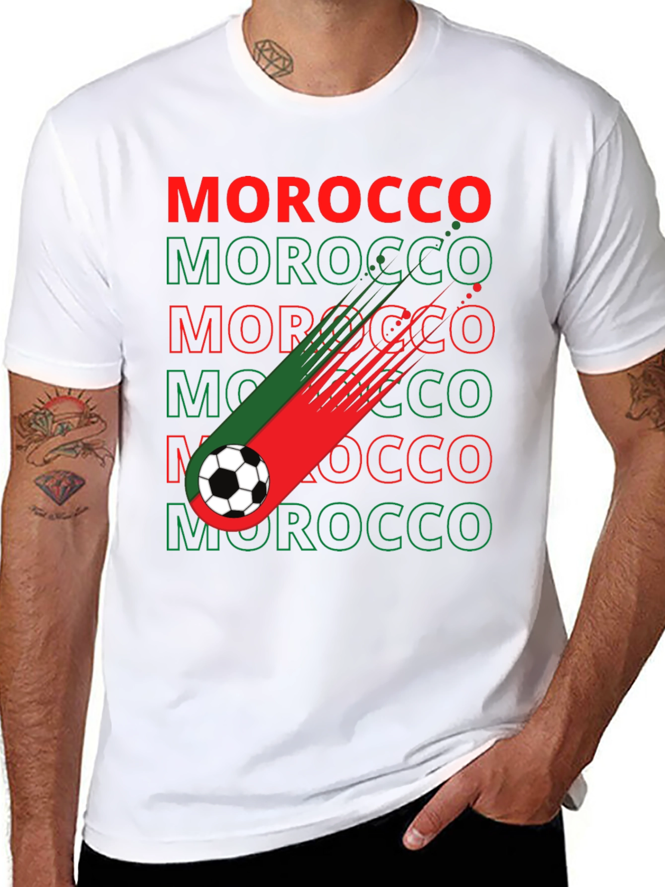 Morocco Soccer T-Shirt - Black - Fan Pride
