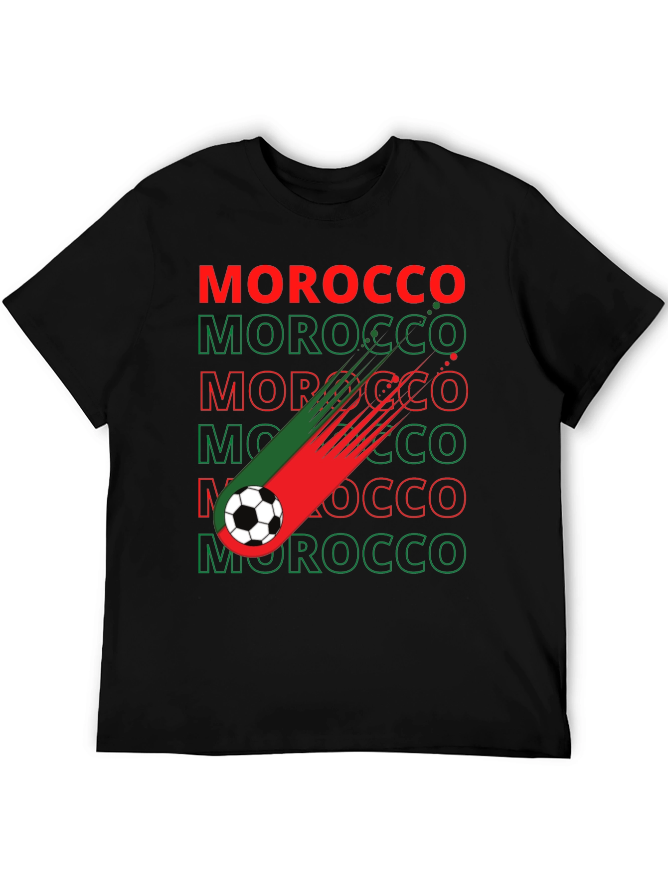 Morocco Soccer T-Shirt - Black - Fan Pride