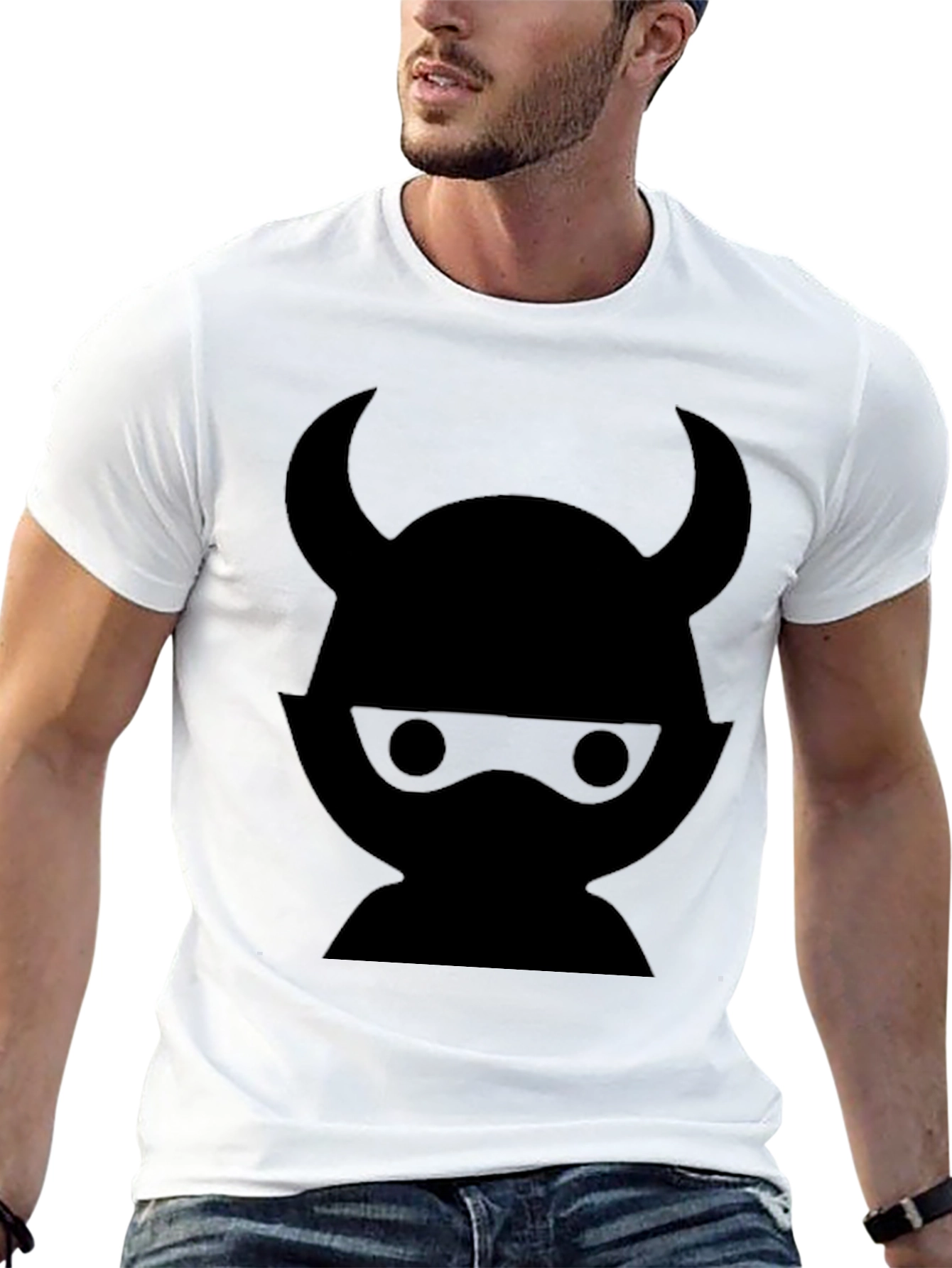 Devil Ninja Graphic Tee - Black Cotton Casual Shirt