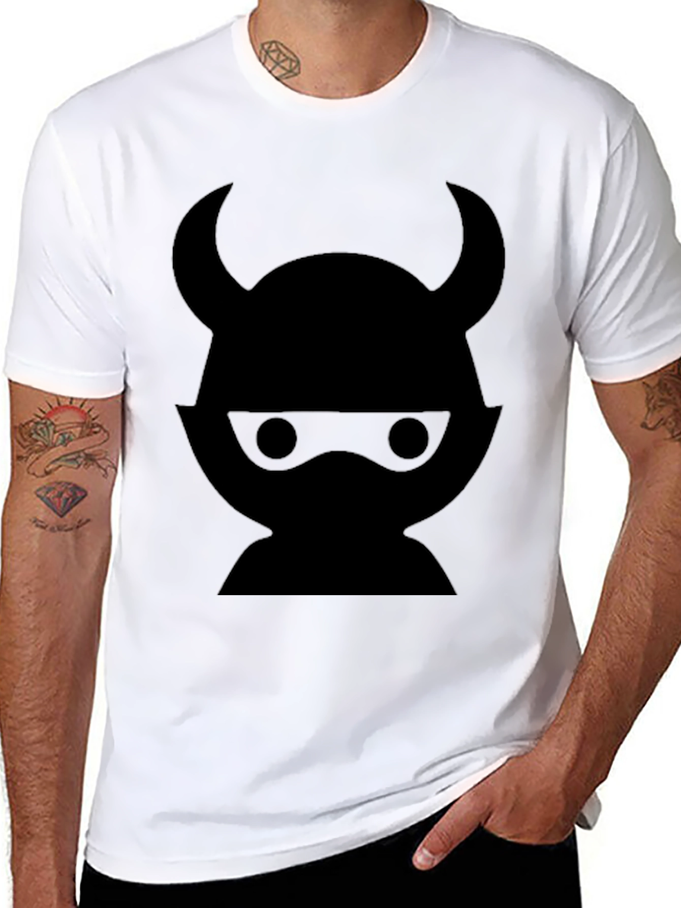 Devil Ninja Graphic Tee - Black Cotton Casual Shirt