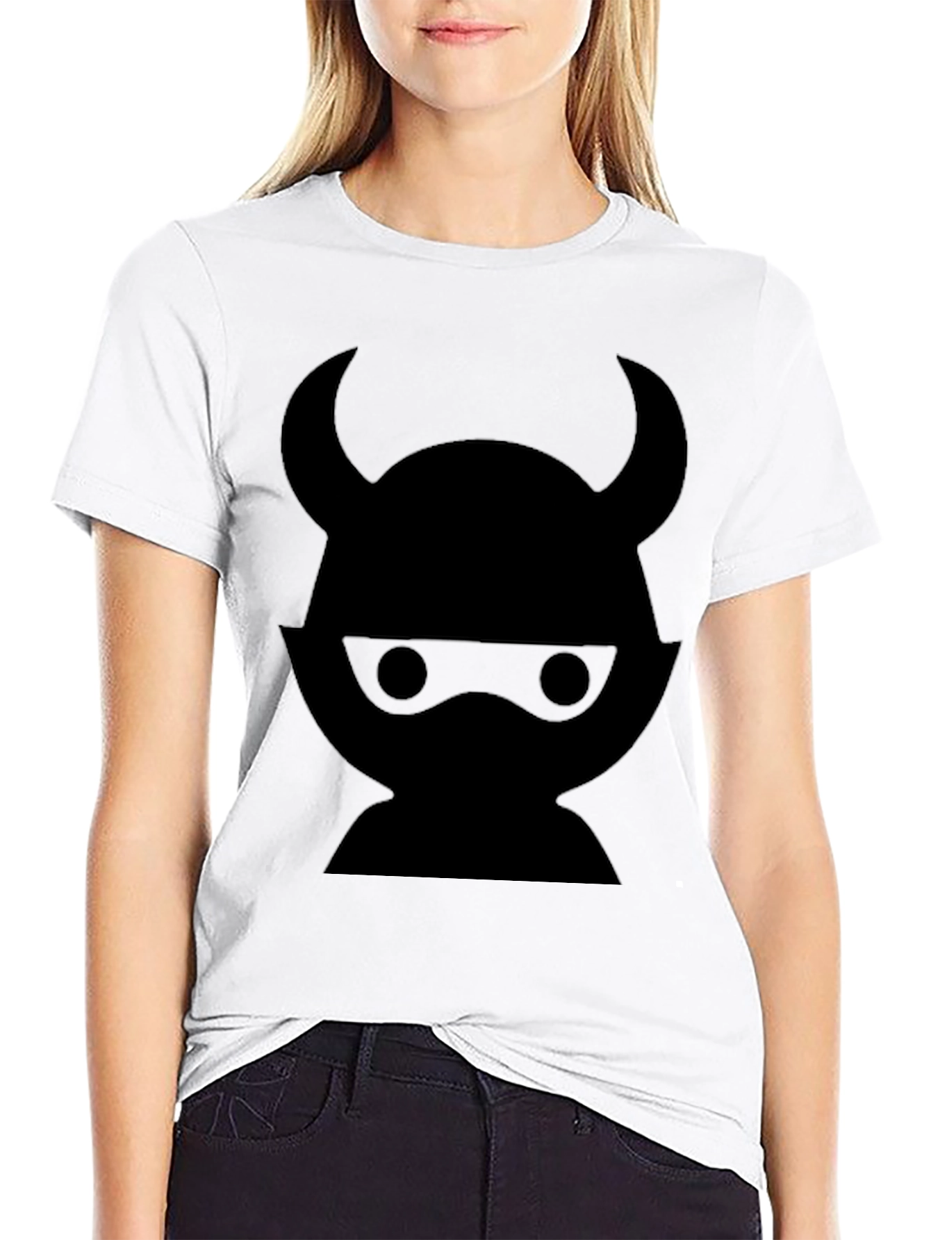 Devil Ninja Graphic Tee - Black Cotton Casual Shirt