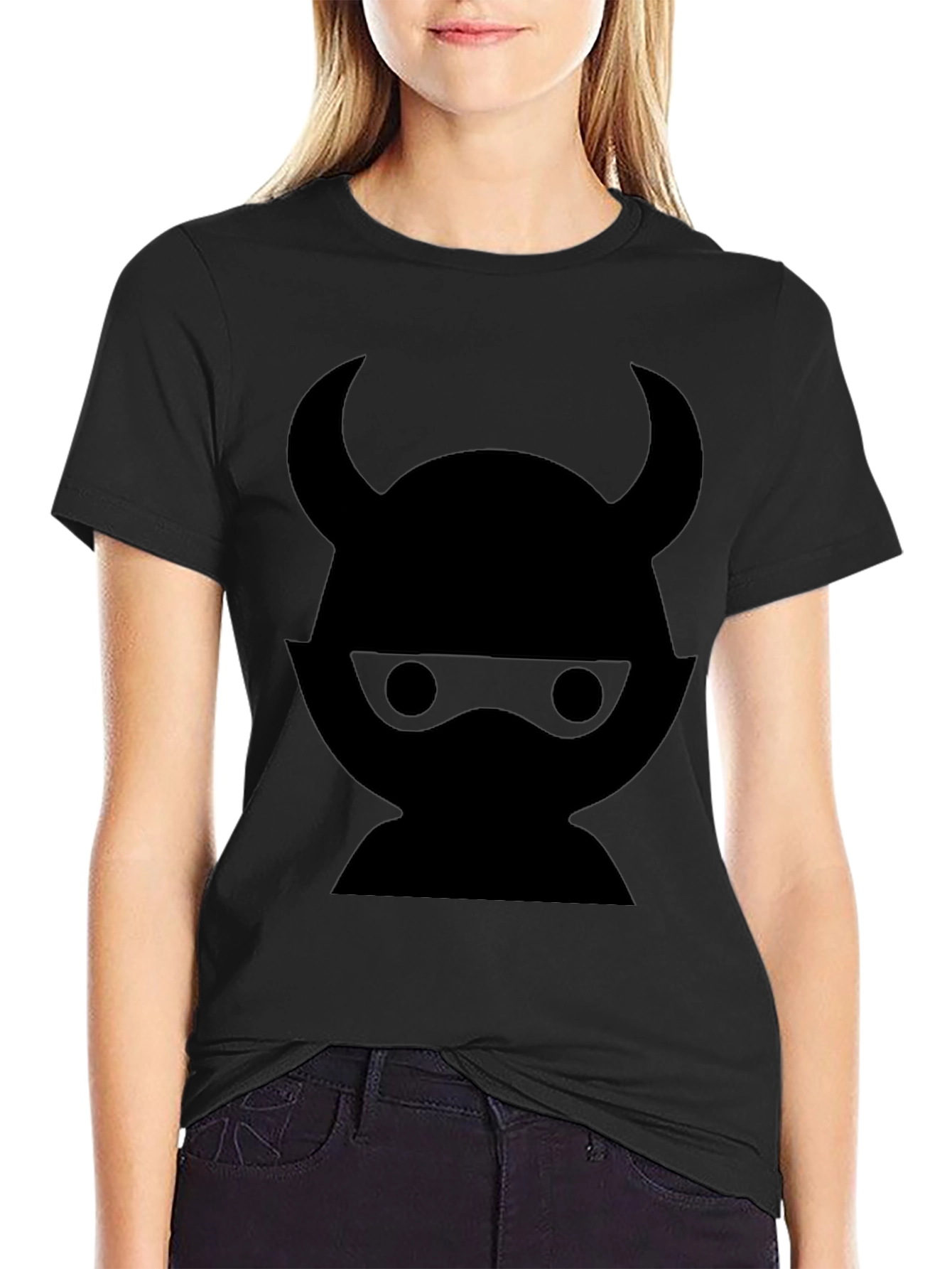 Devil Ninja Graphic Tee - Black Cotton Casual Shirt