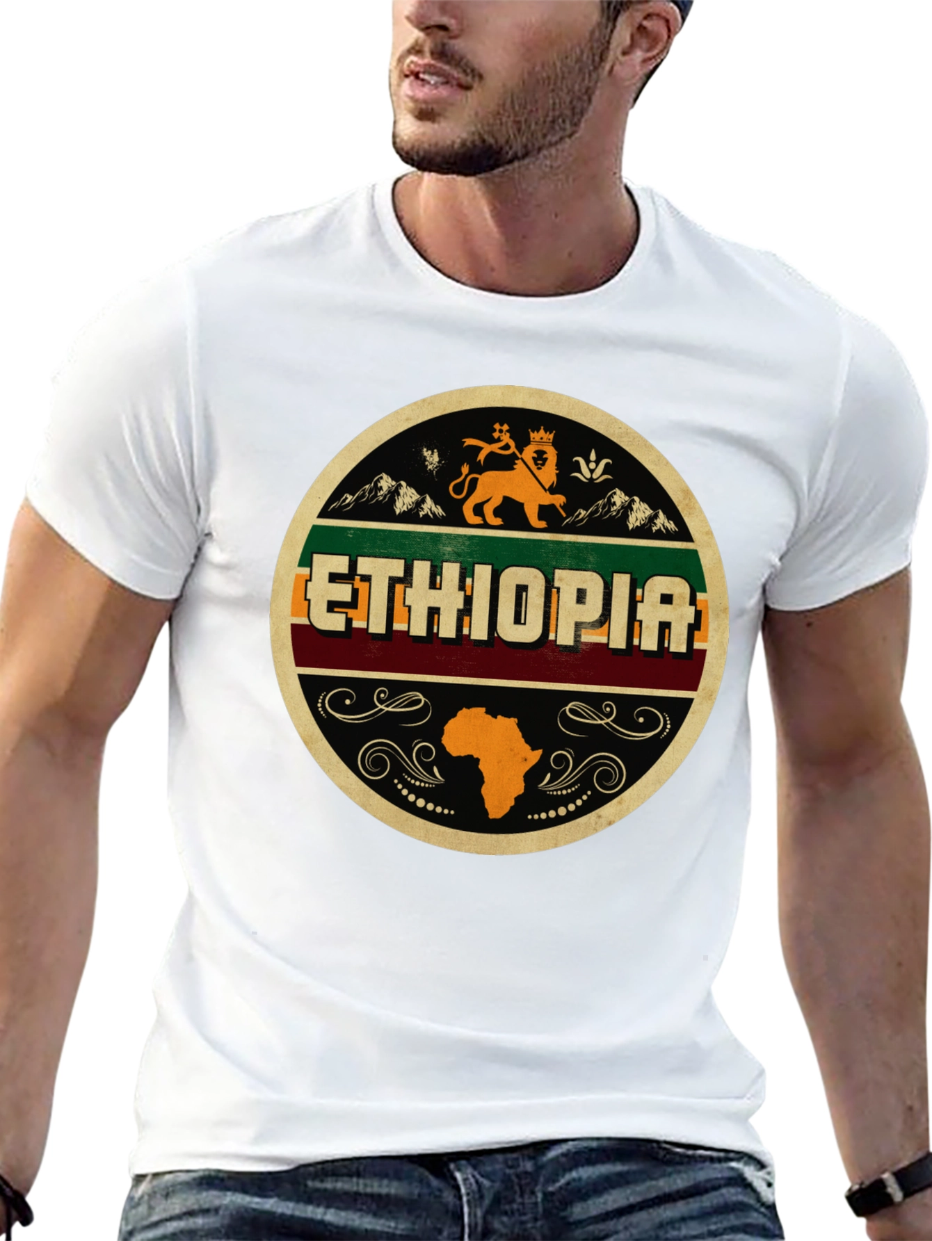 Ethiopia Lion Africa Map Black Graphic Tee