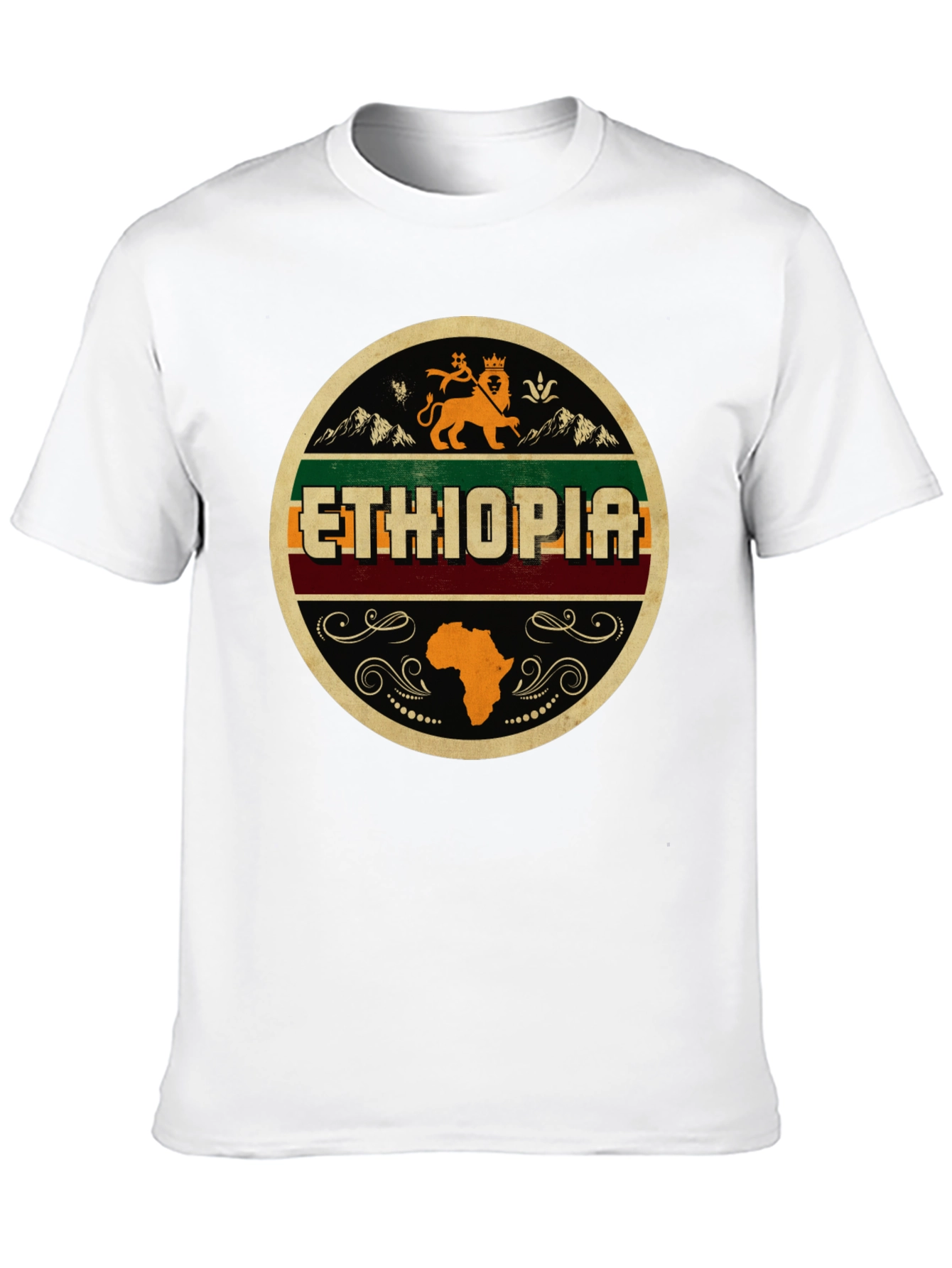 Ethiopia Lion Africa Map Black Graphic Tee