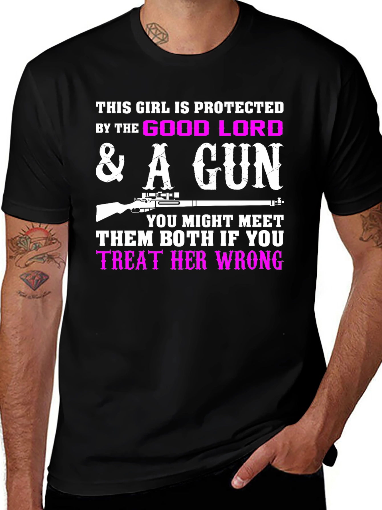 Protected by God & A Gun Graphic T-Shirt