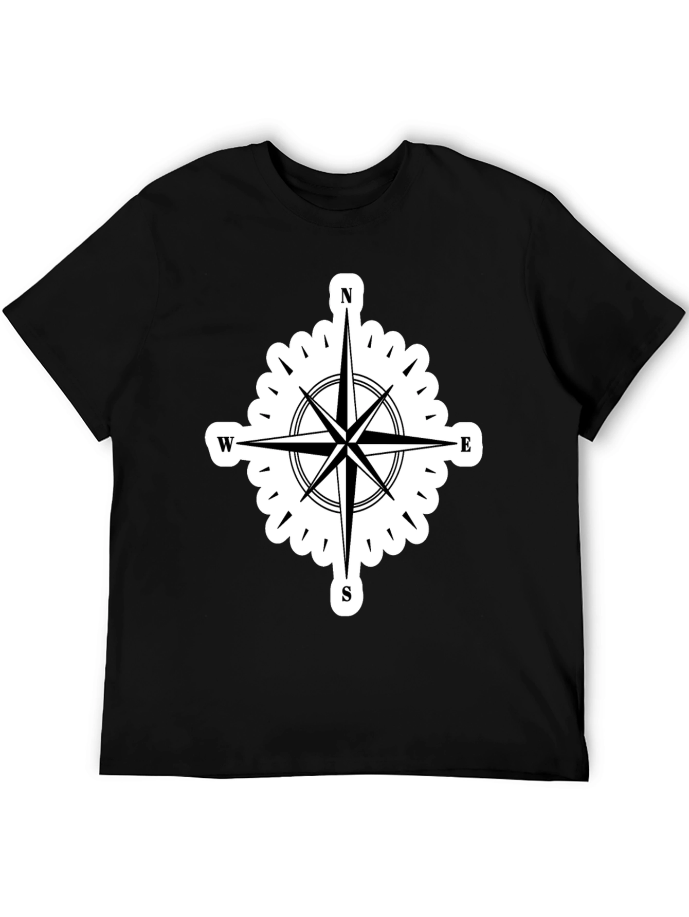 Compass Rose Graphic Tee - Stylish Black T-Shirt