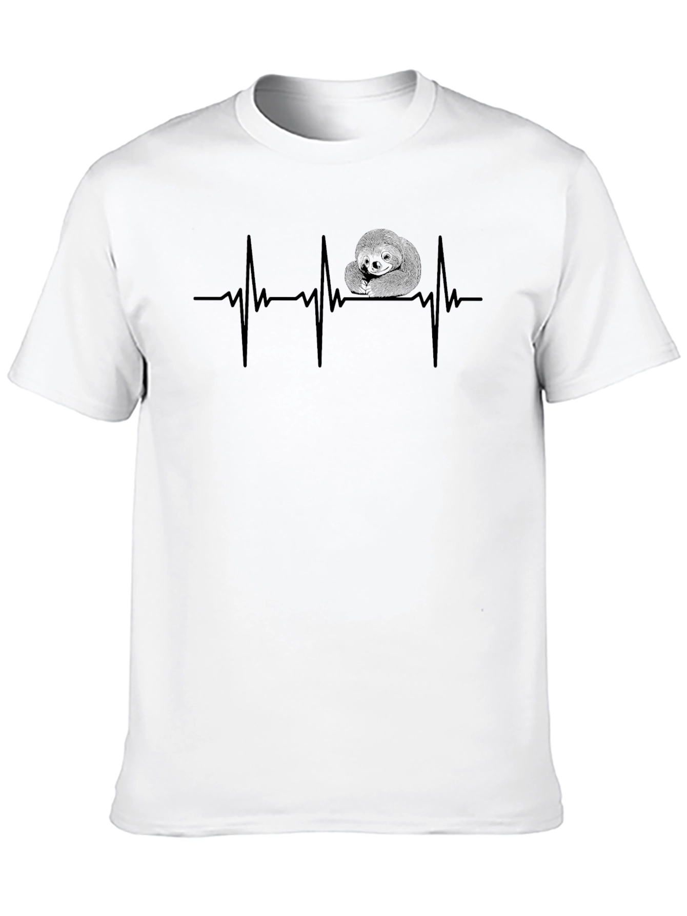 Sloth Heartbeat Graphic Tee - Mens Black T-Shirt