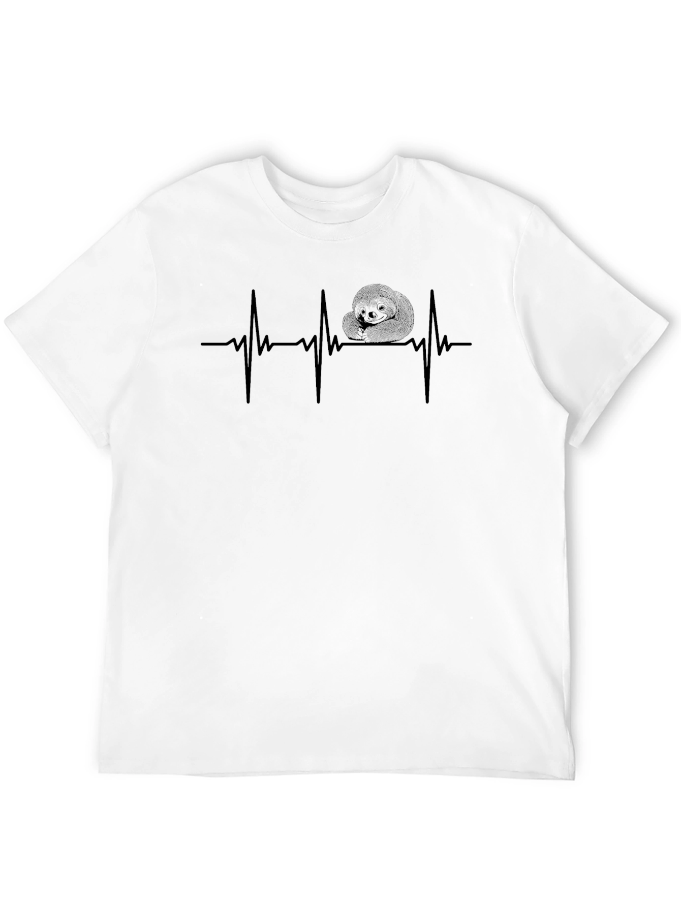 Sloth Heartbeat Graphic Tee - Mens Black T-Shirt