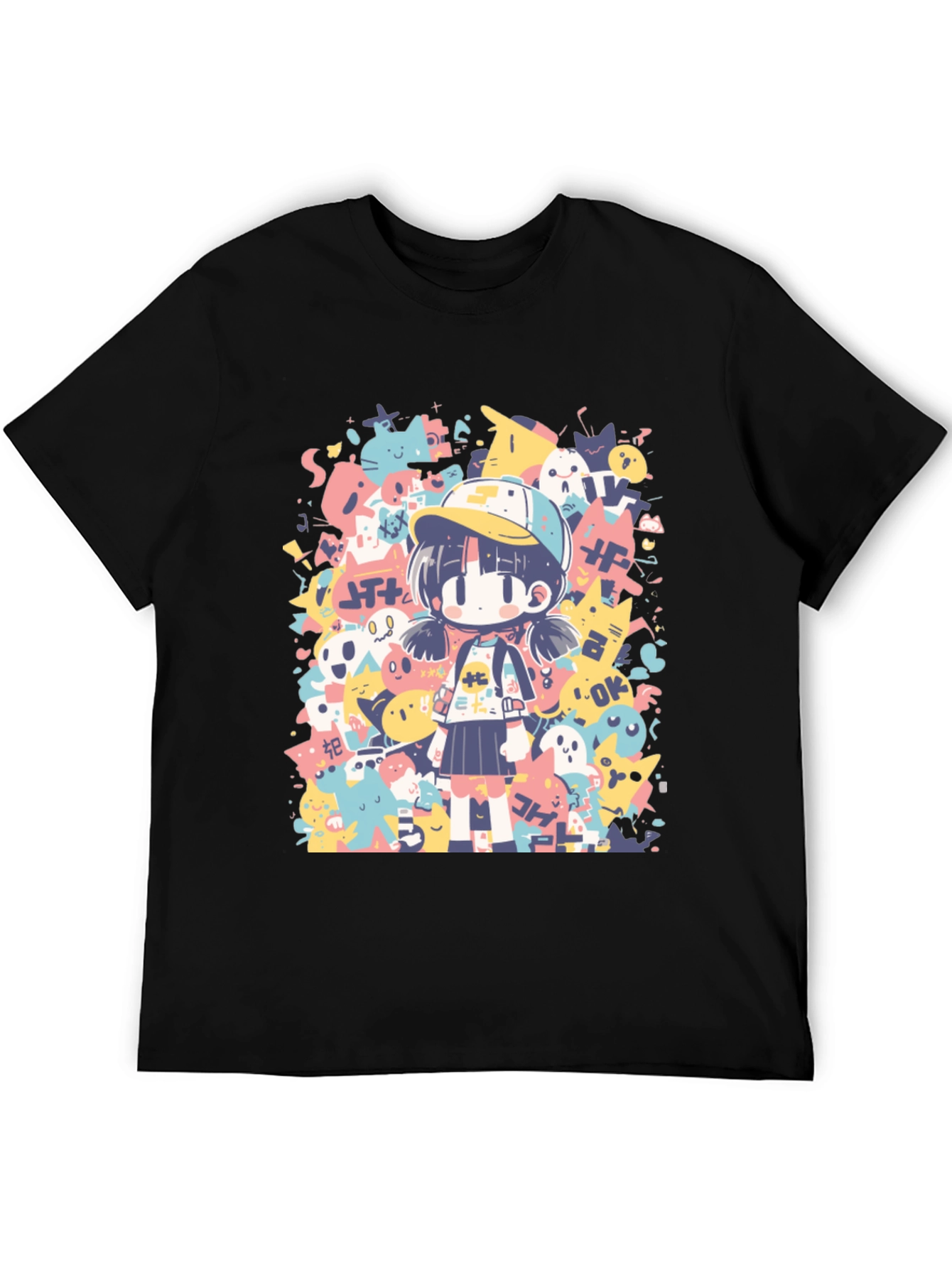 Anime Graphic Print Crew Neck T-Shirt