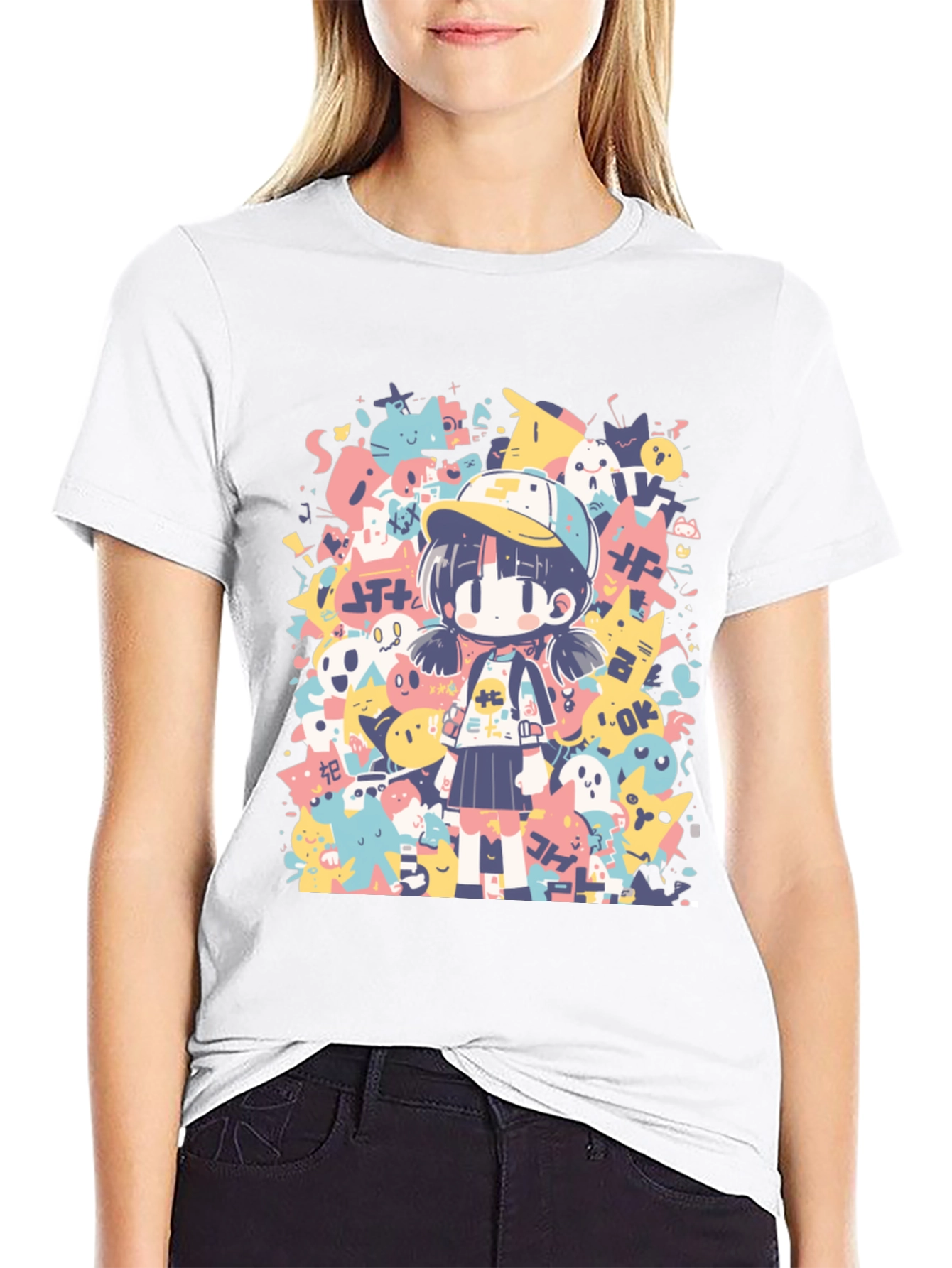 Anime Graphic Print Crew Neck T-Shirt