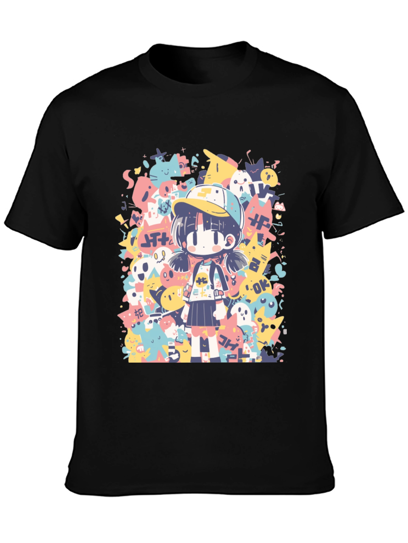 Anime Graphic Print Crew Neck T-Shirt