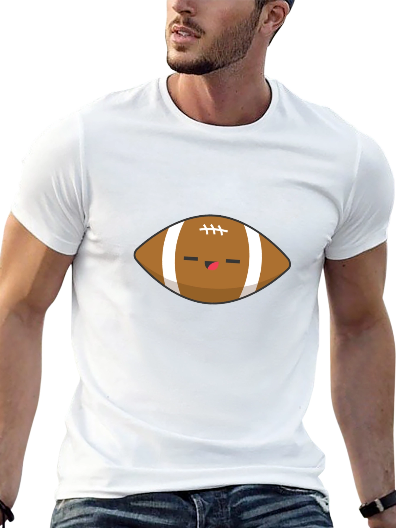 Cute Football Graphic Black T-Shirt