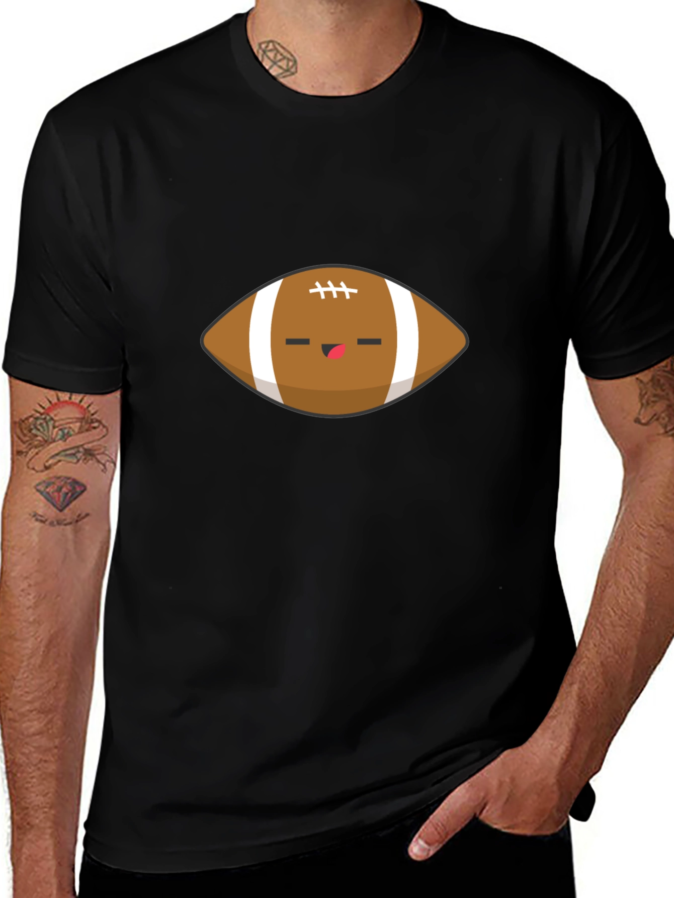 Cute Football Graphic Black T-Shirt