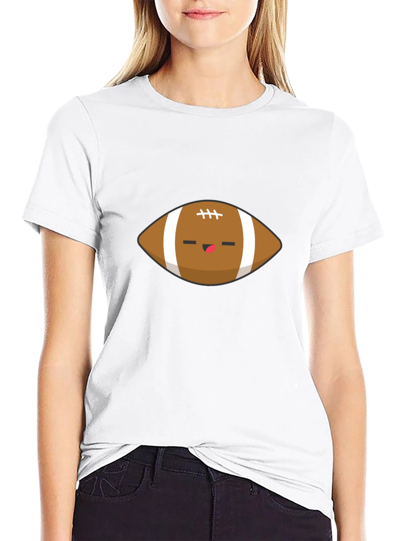 Cute Football Graphic Black T-Shirt