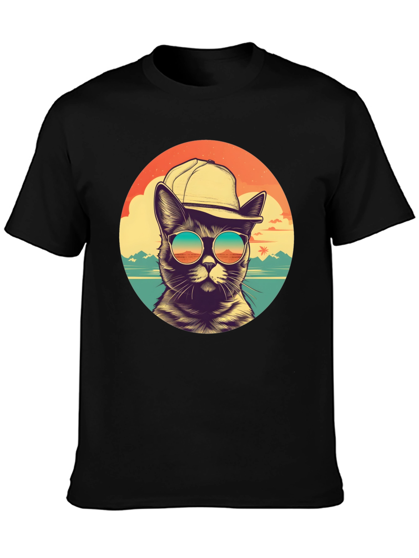 Cool Cat Beach Vibes Graphic T-Shirt
