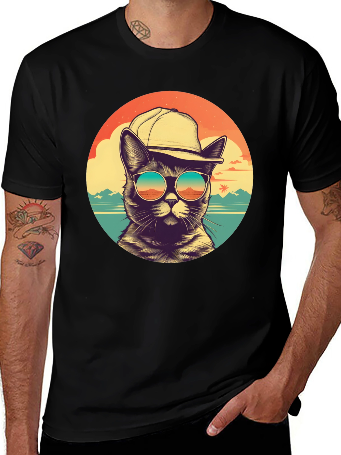 Cool Cat Beach Vibes Graphic T-Shirt