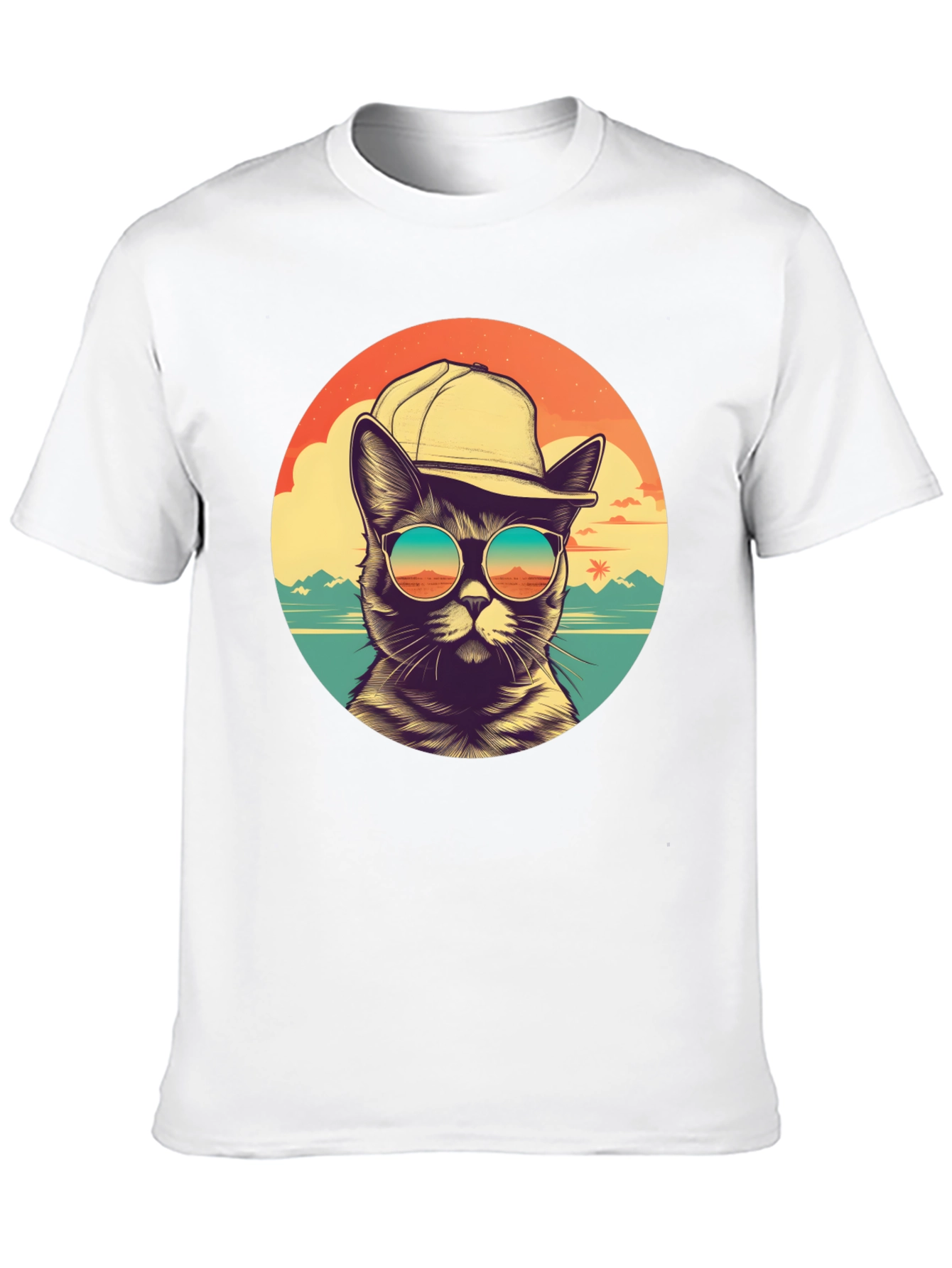 Cool Cat Beach Vibes Graphic T-Shirt