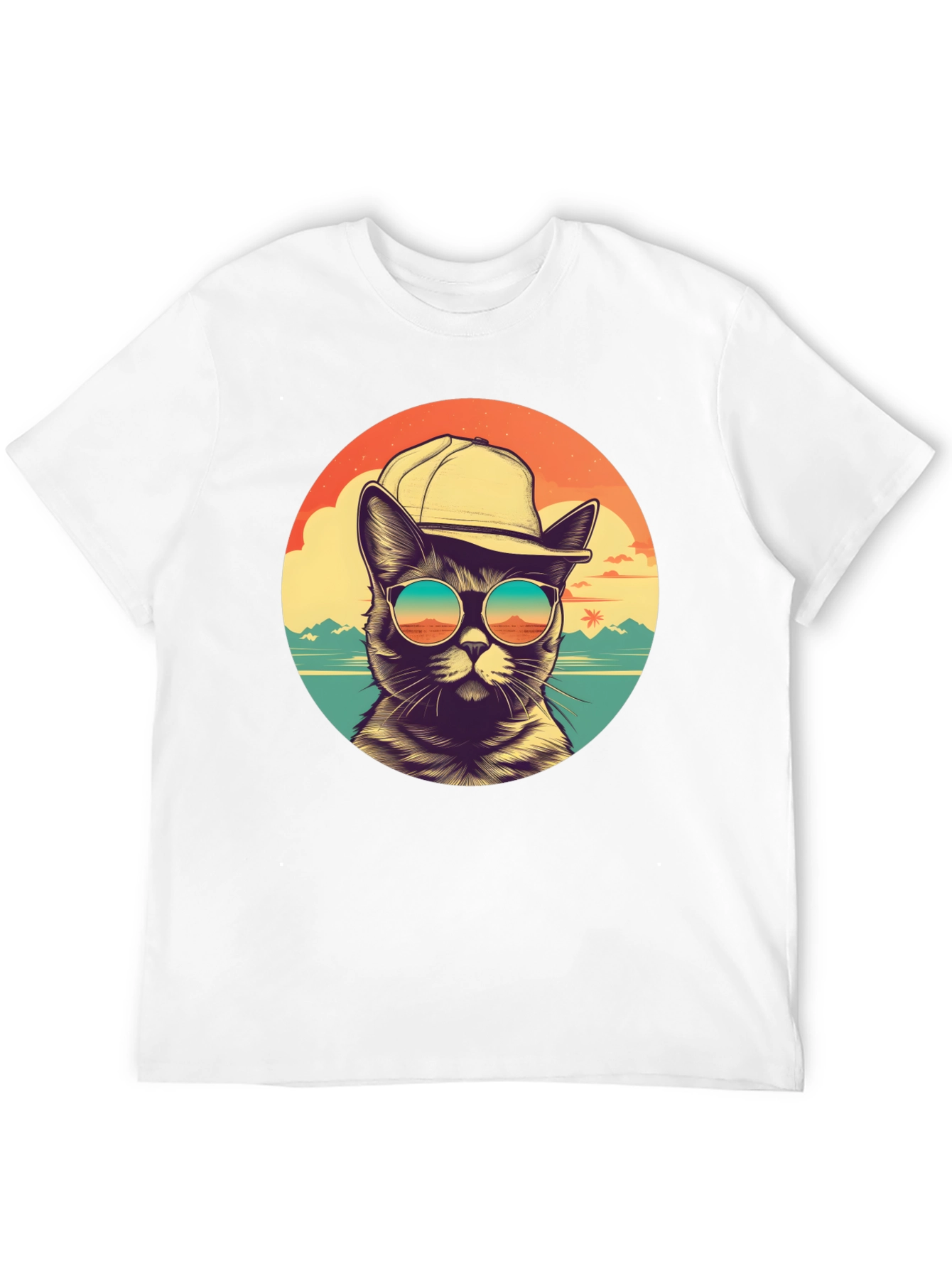 Cool Cat Beach Vibes Graphic T-Shirt