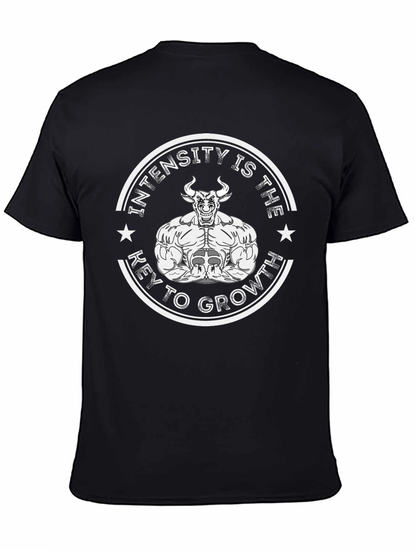 Intensity Growth T-Shirt - Black Muscle Bull Design