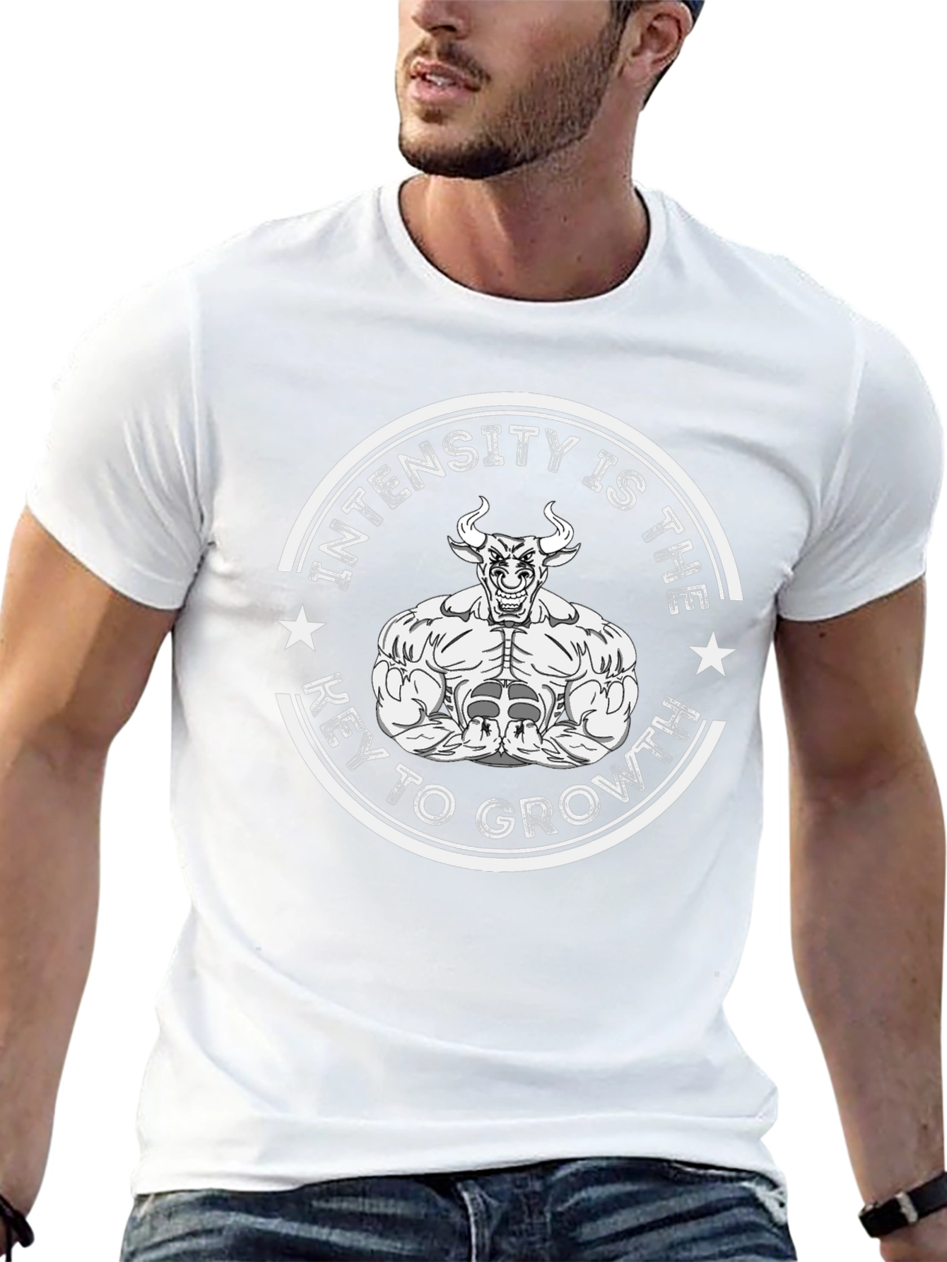Intensity Growth T-Shirt - Black Muscle Bull Design