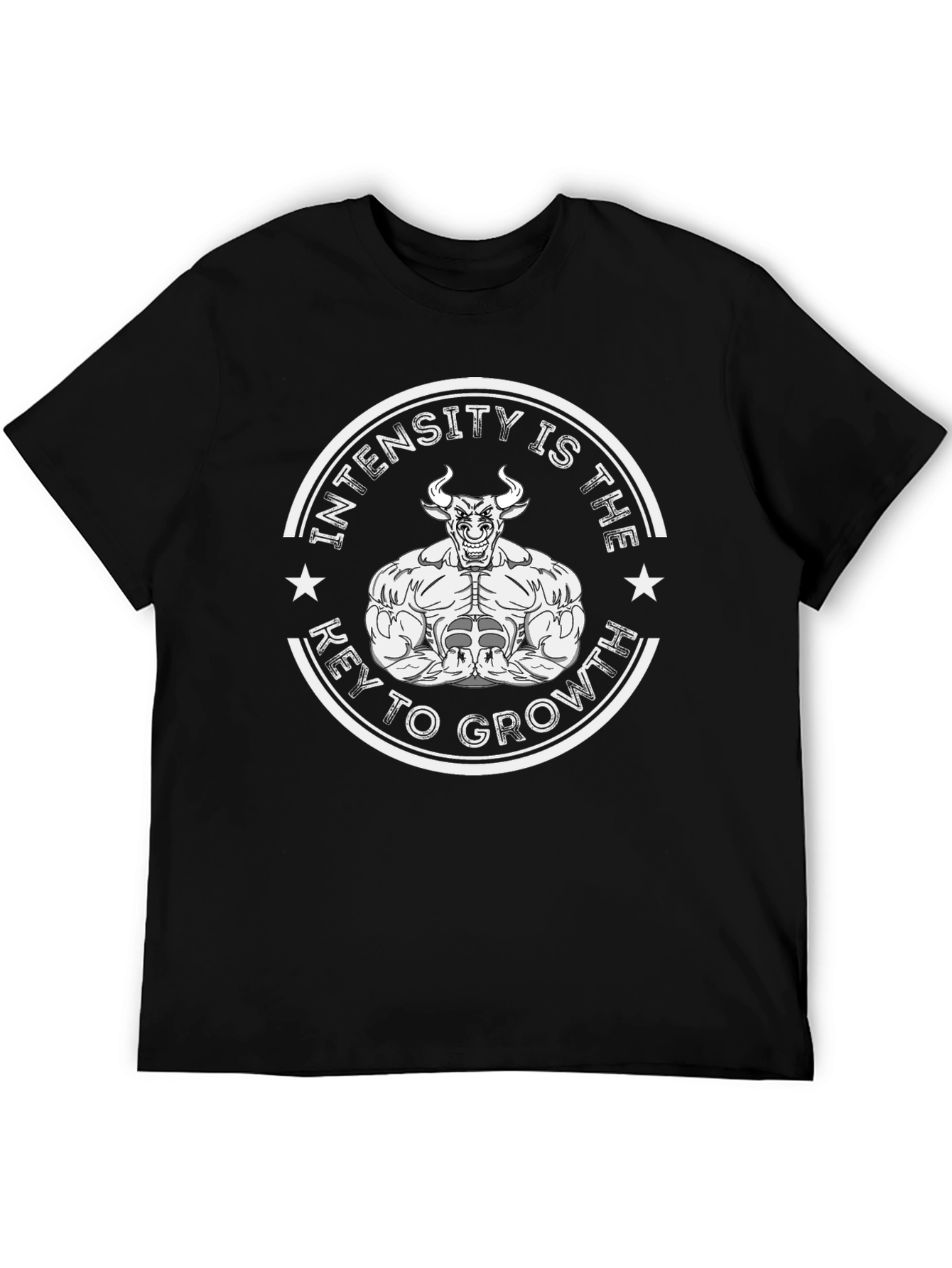 Intensity Growth T-Shirt - Black Muscle Bull Design