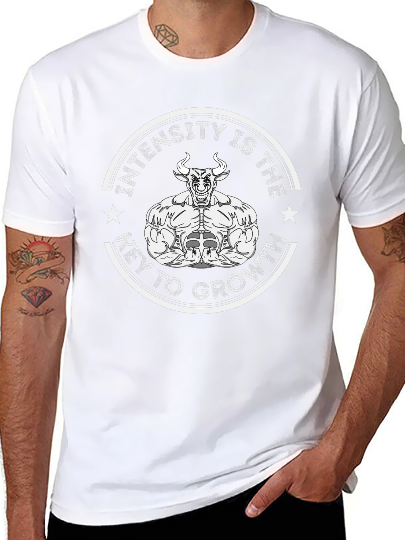 Intensity Growth T-Shirt - Black Muscle Bull Design