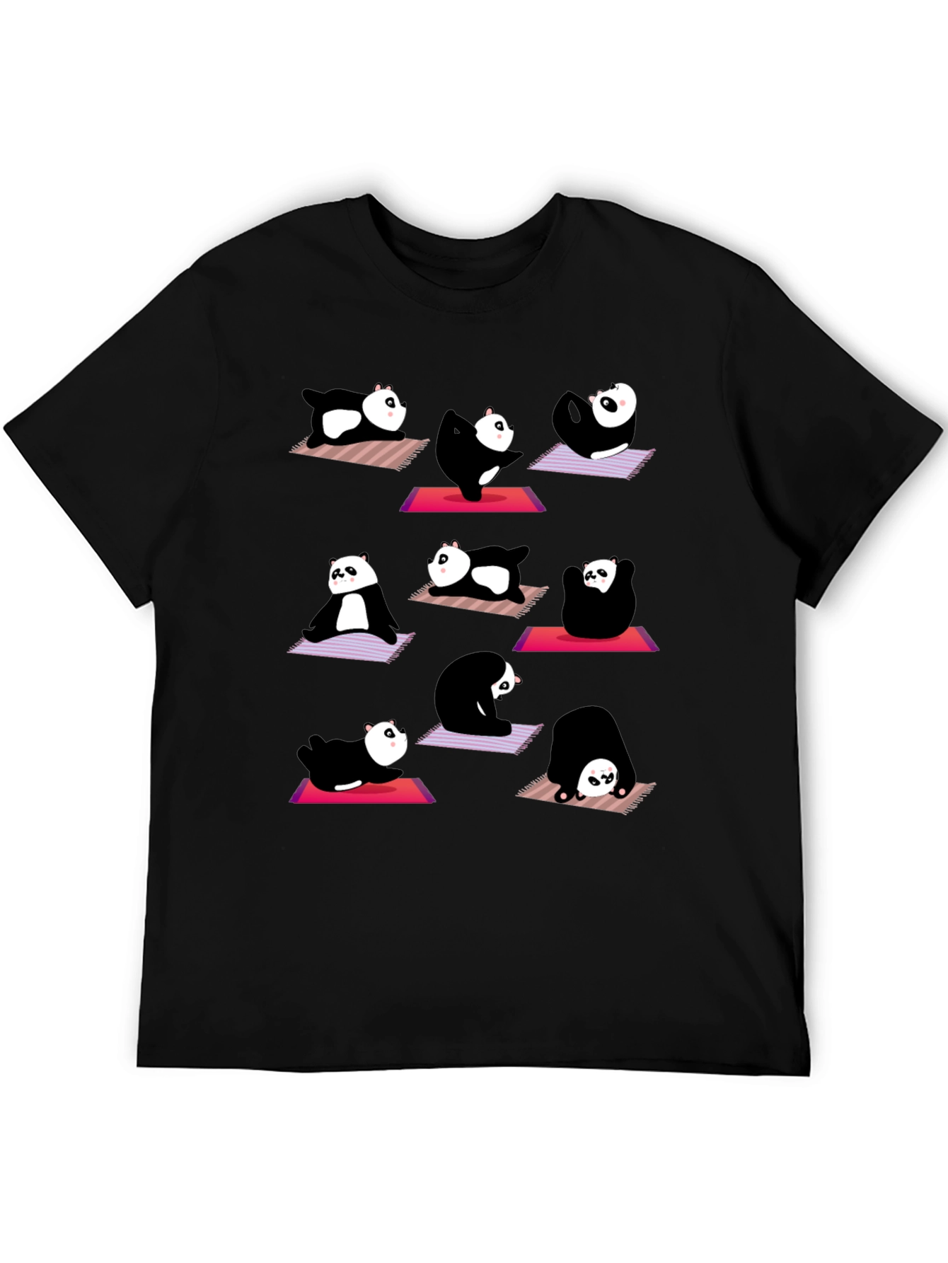 Panda Yoga T-Shirt: Black Cotton Tee for Relaxation