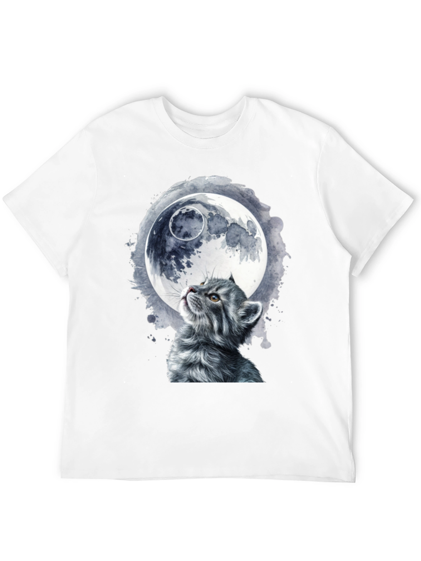 Cat & Moon Graphic T-Shirt - Unique Black Tee