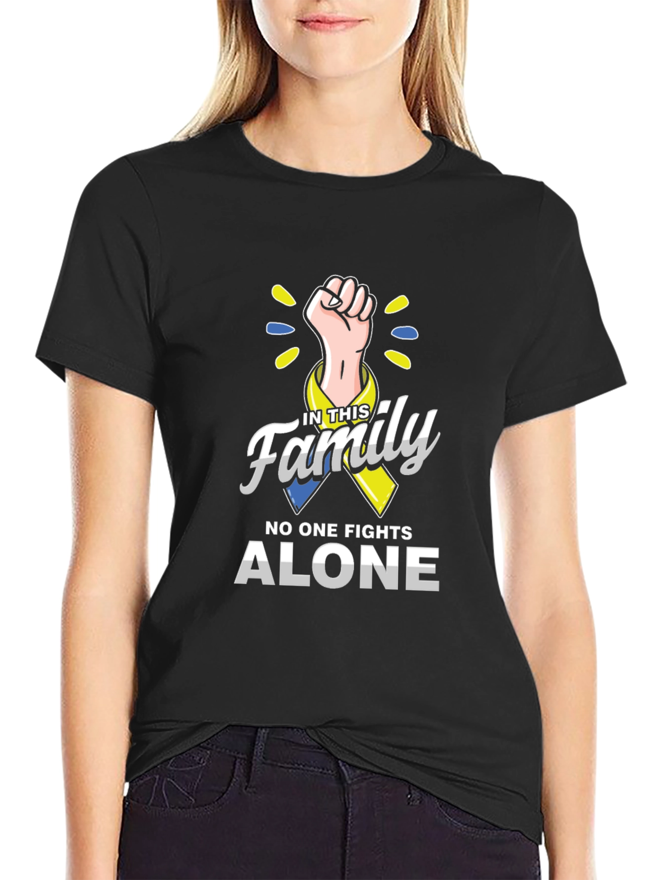 Down Syndrome Awareness T-Shirt: No One Fights Alone