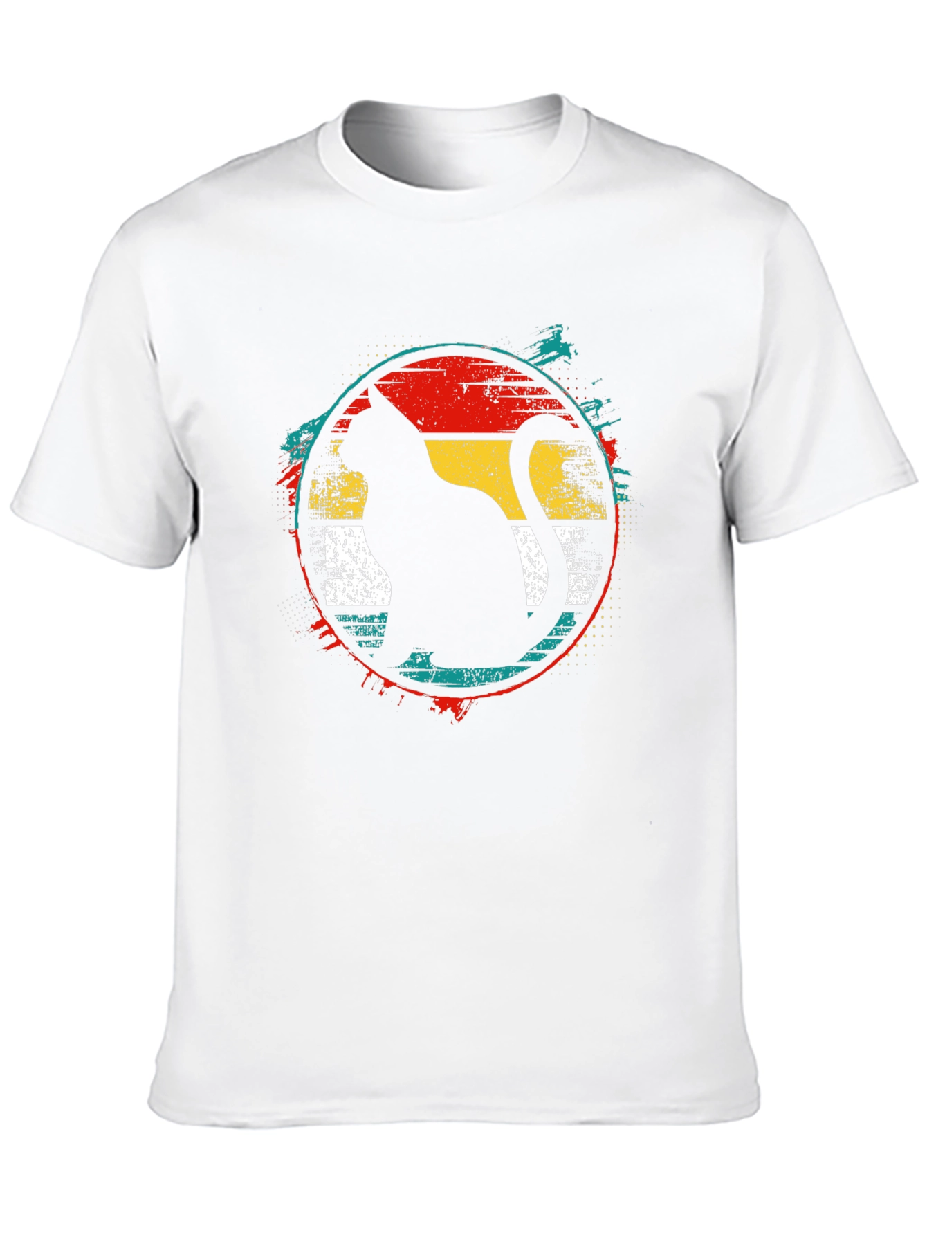 Retro Cat Graphic Tee - Black Cotton T-Shirt